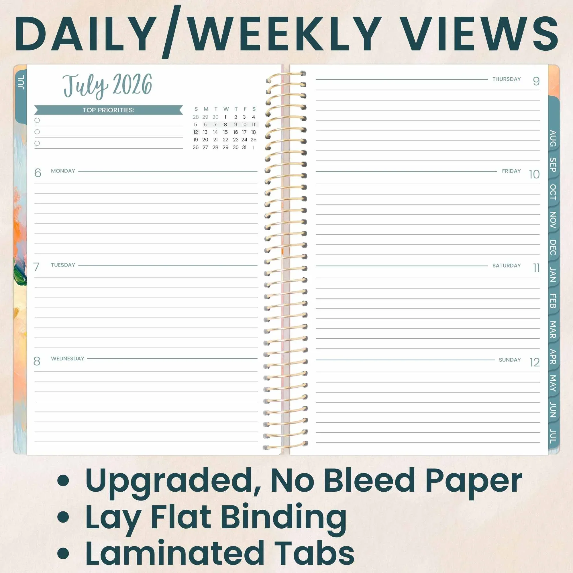 2026–27 Soft Cover Planner, 5.5" x 8.25" | Painted Peonies - Image 3