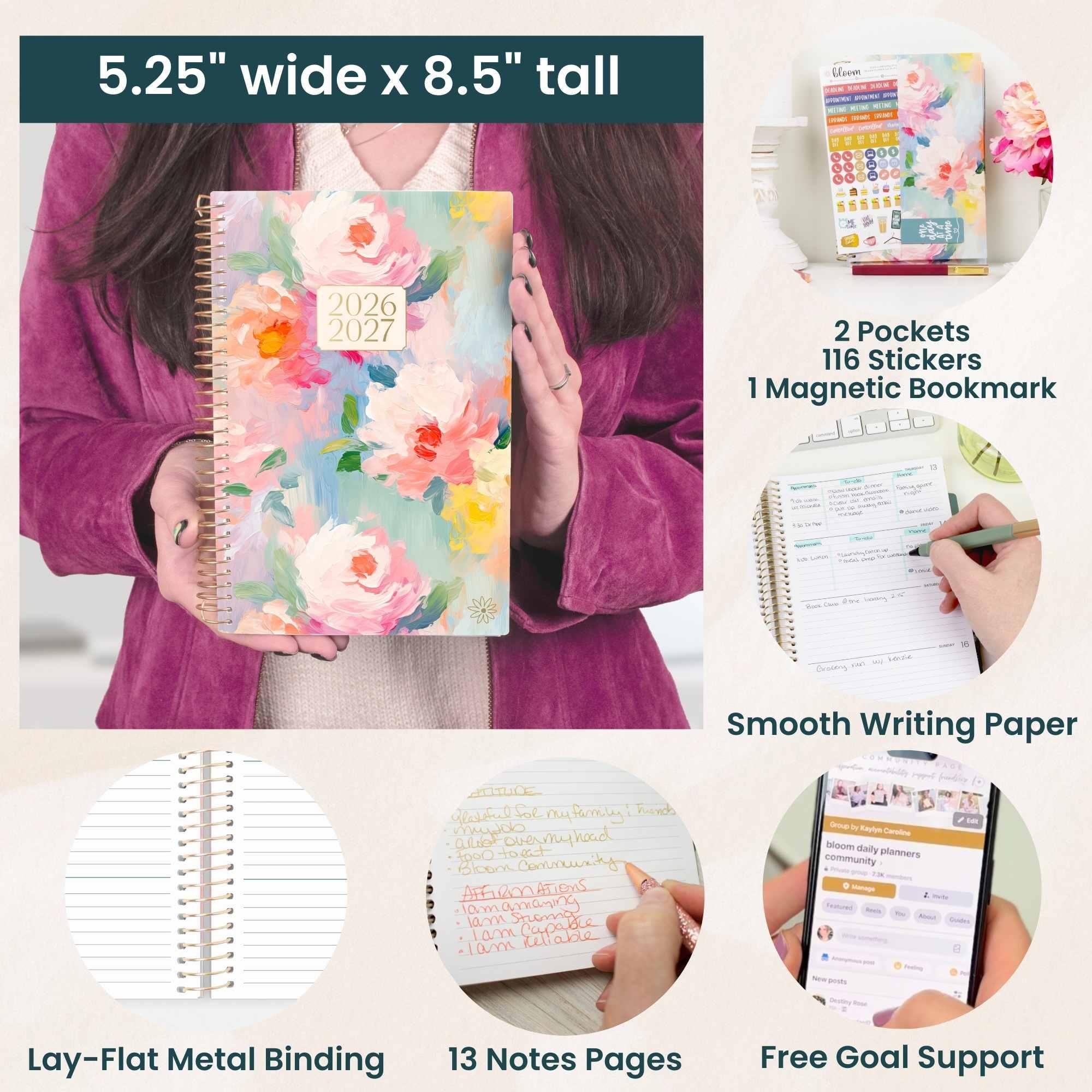 2026–27 Soft Cover Planner, 5.5" x 8.25" | Painted Peonies - Image 6