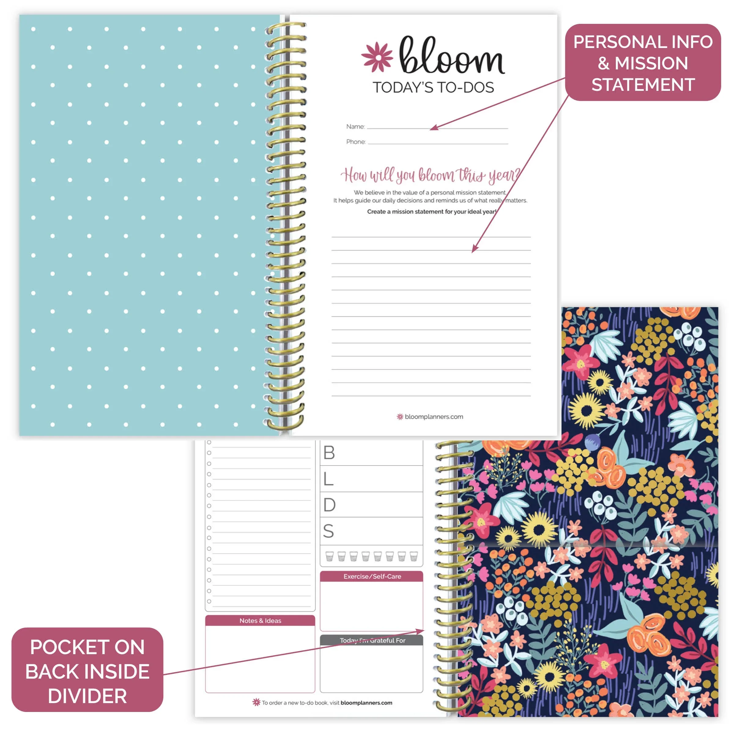 Bound To-Do Book, Floral Dots - Image 6