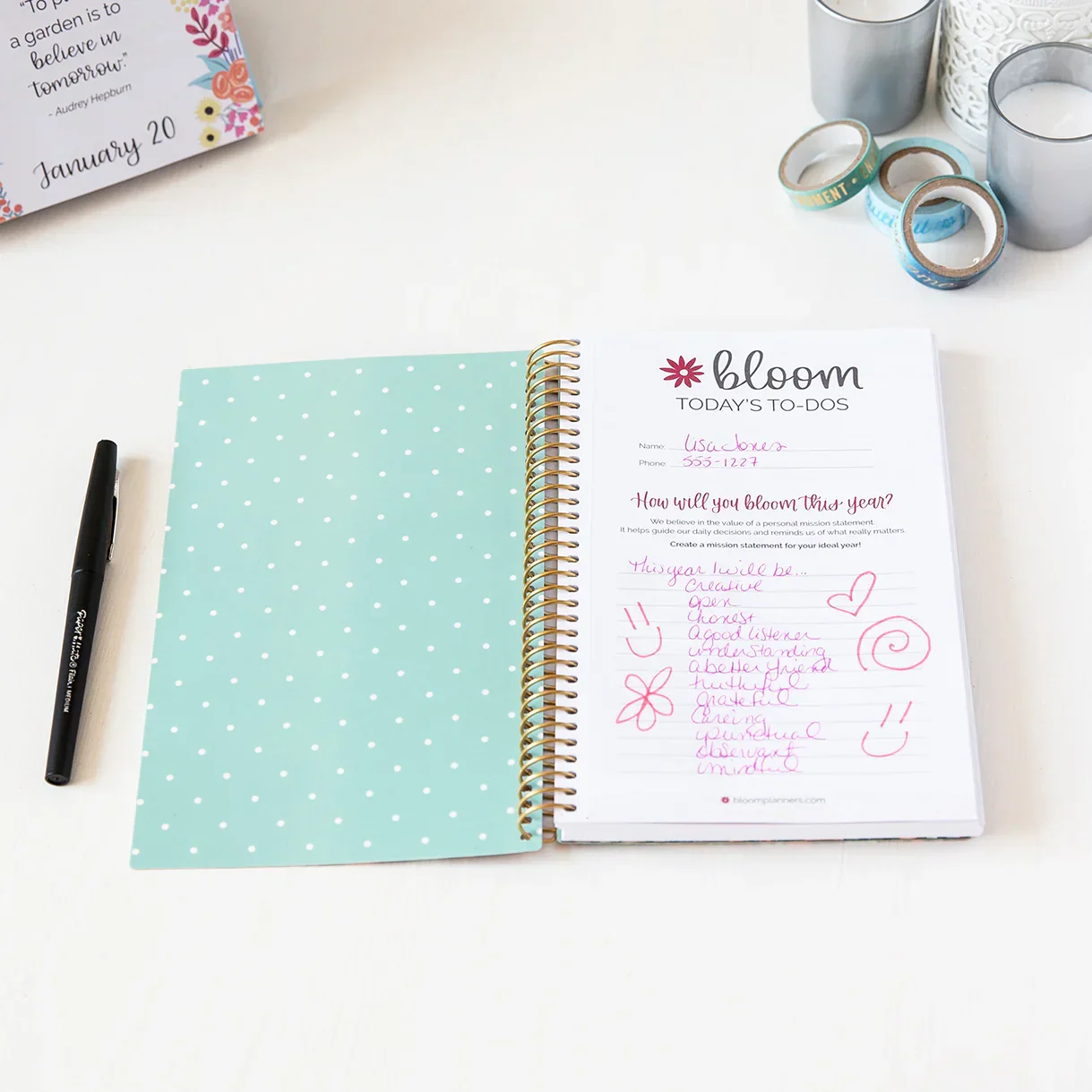 Bound To-Do Book, Floral Dots - Image 7