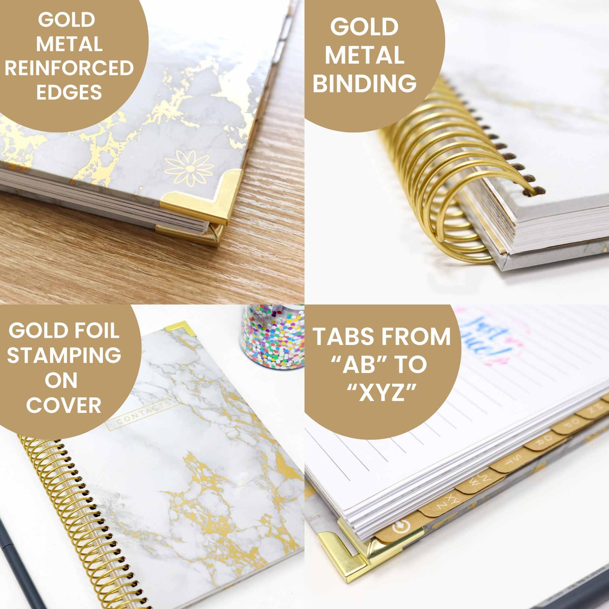 Contact Book, Marble Gold Stamp - Image 5