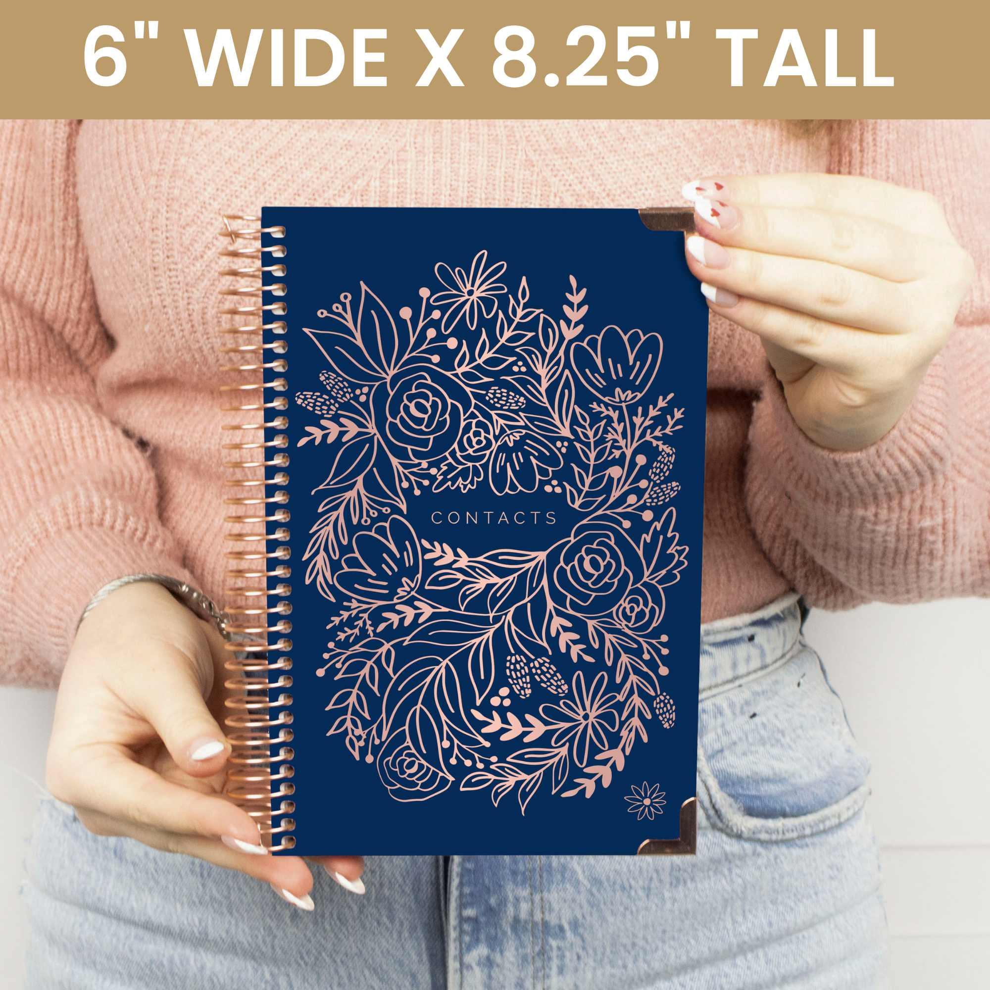 Contact Book, Navy Embroidery - Image 6