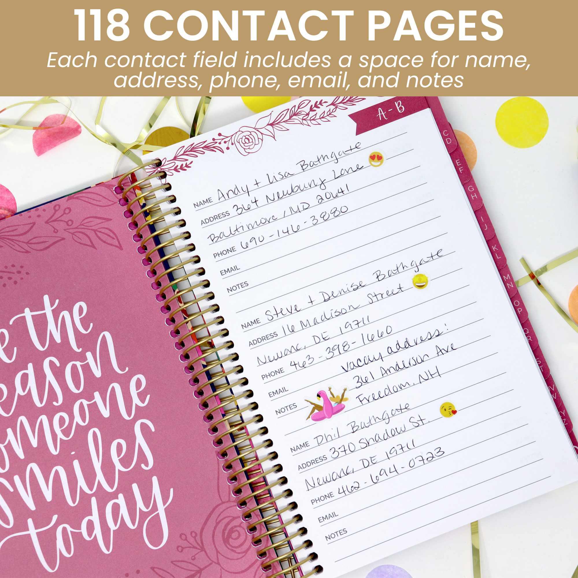 Contact Book, Vintage Floral Gold Stamp - Image 4