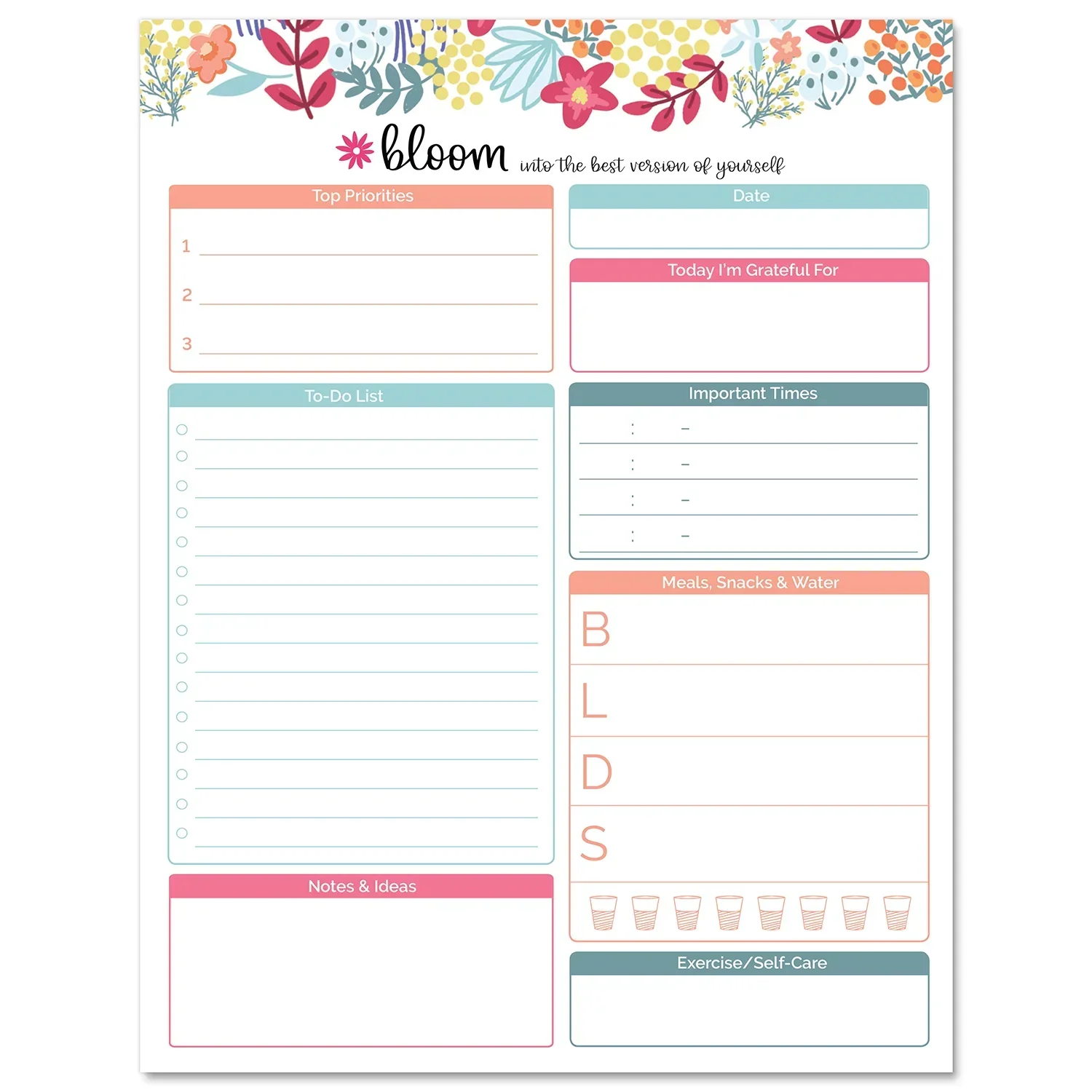 Planning Pad, 8.5" x 11", Daily Planning System, Floral Dots - Image 10