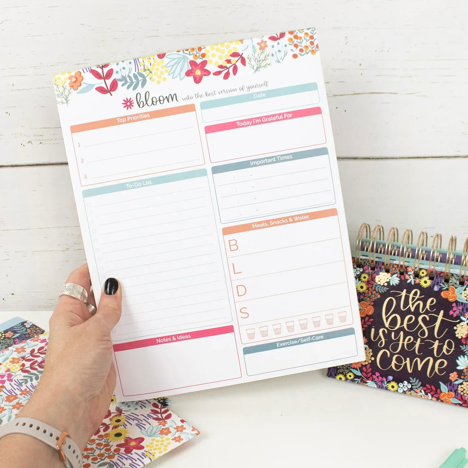 Planning Pad, 8.5" x 11", Daily Planning System, Floral Dots - Image 3