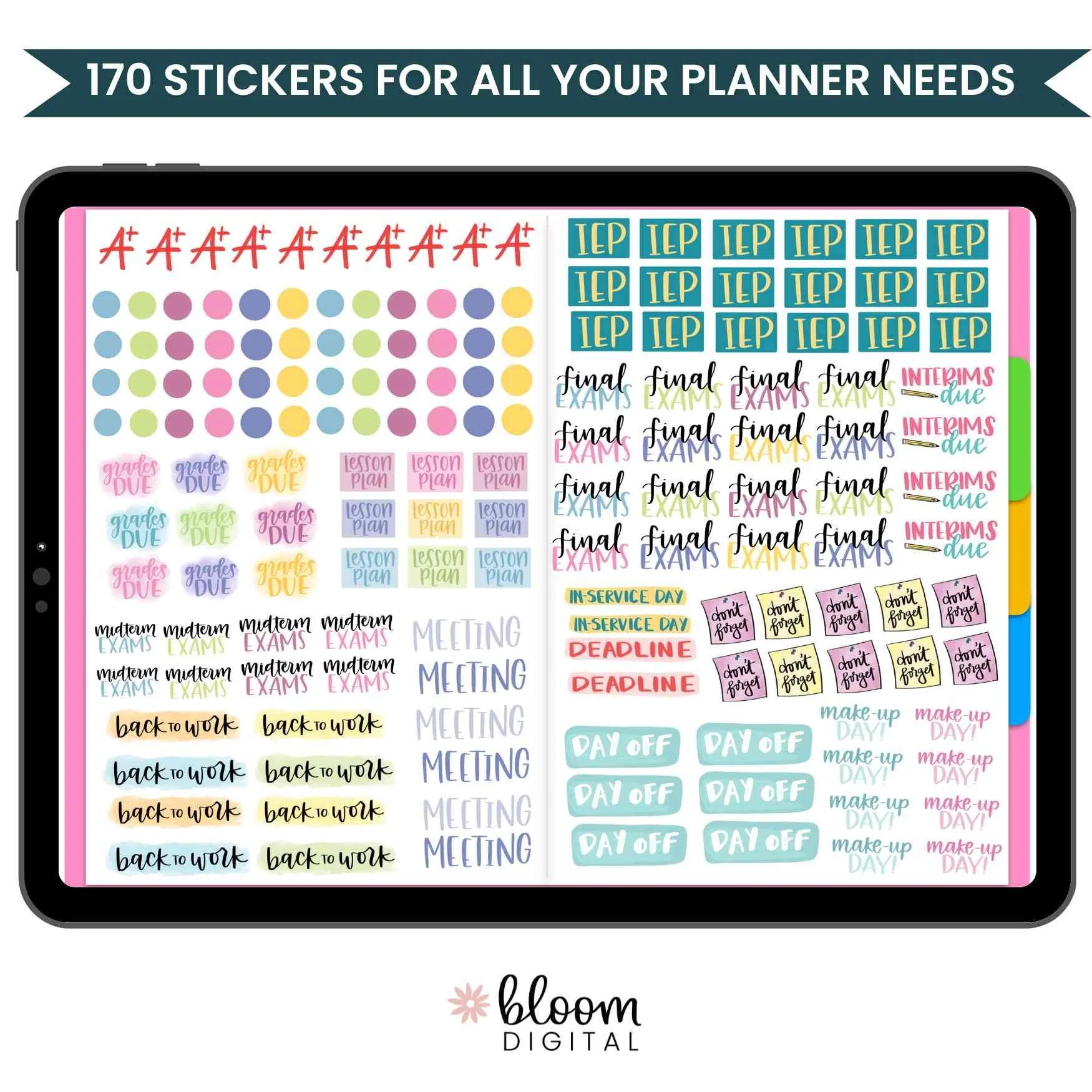 Digital Planner Stickers, Teacher Pack, Vintage - Image 3