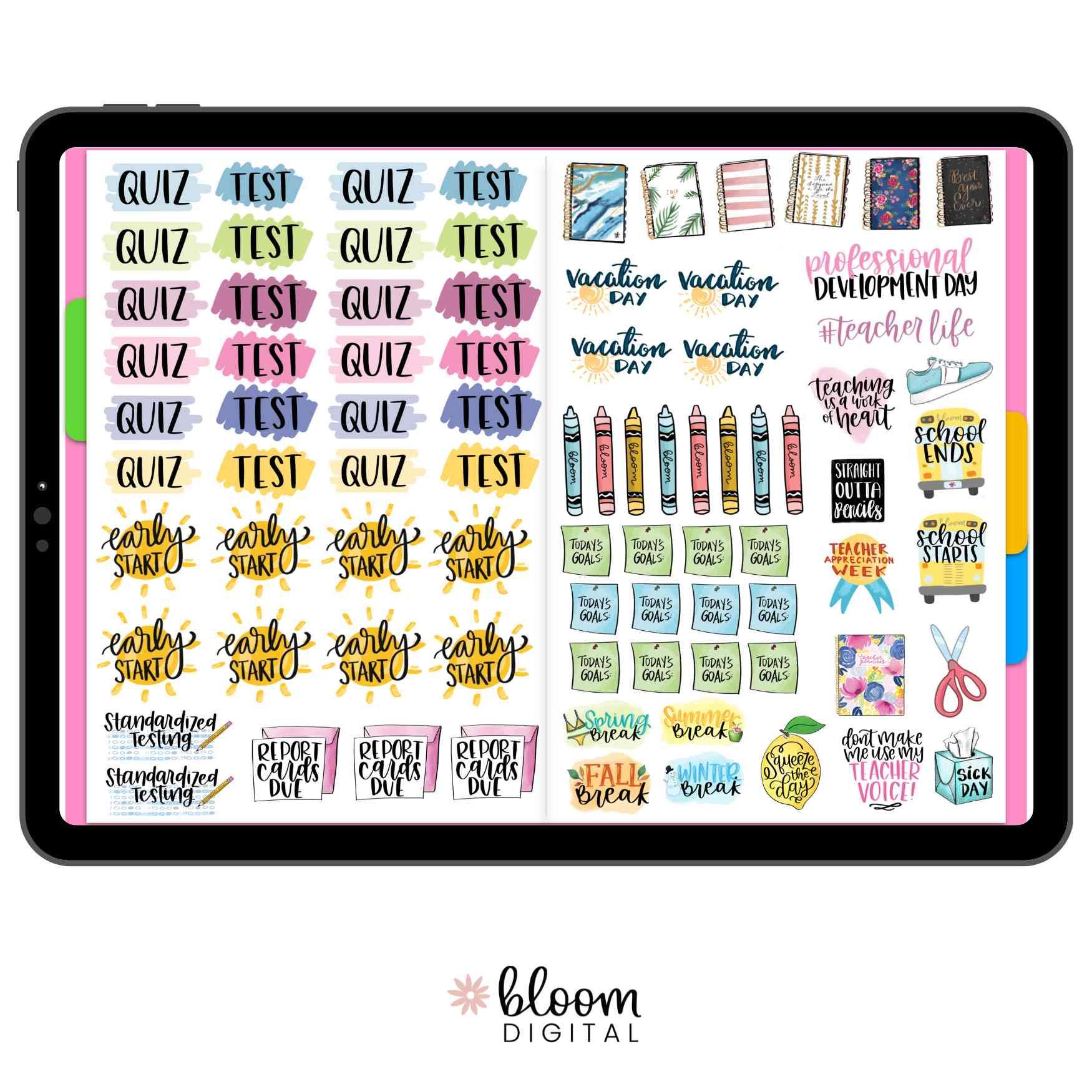 Digital Planner Stickers, Teacher Pack, Vintage - Image 4