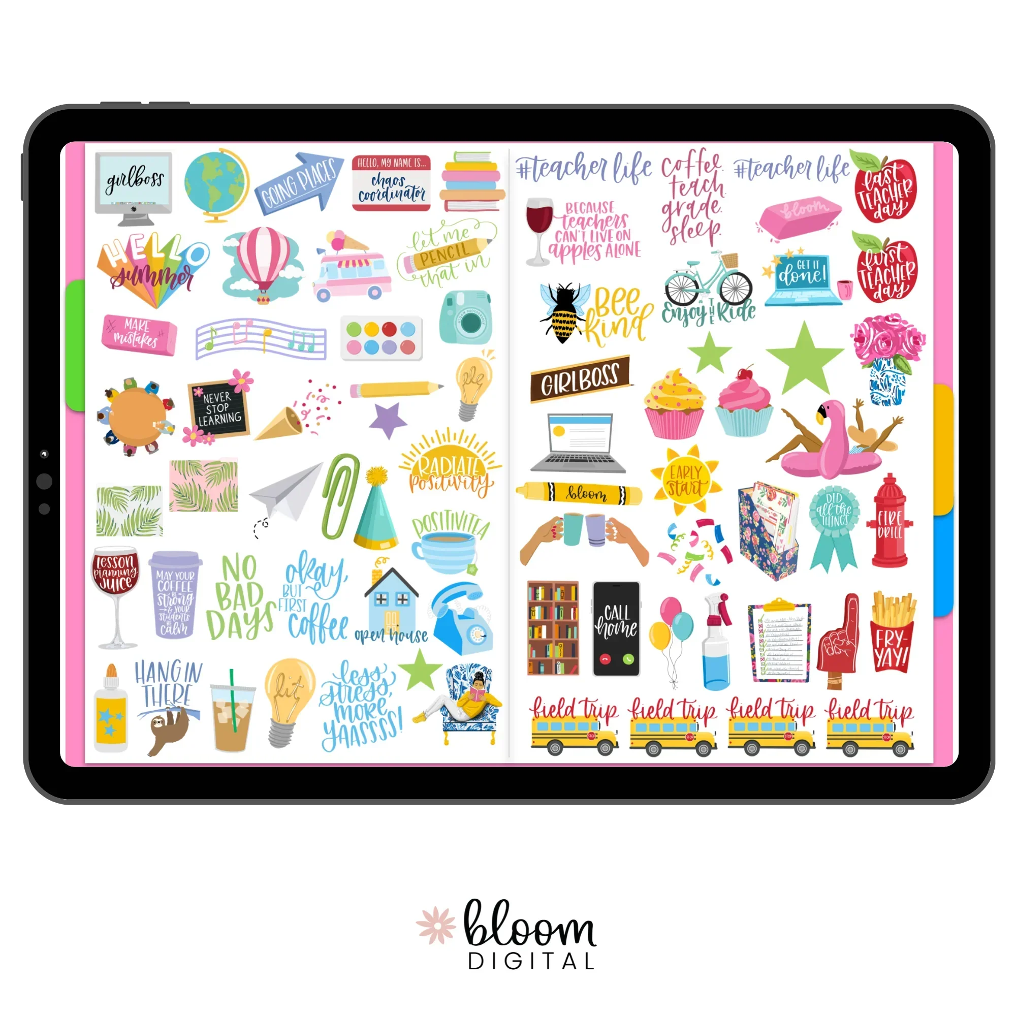Digital Planner Stickers, Teacher Pack, Bright - Image 4