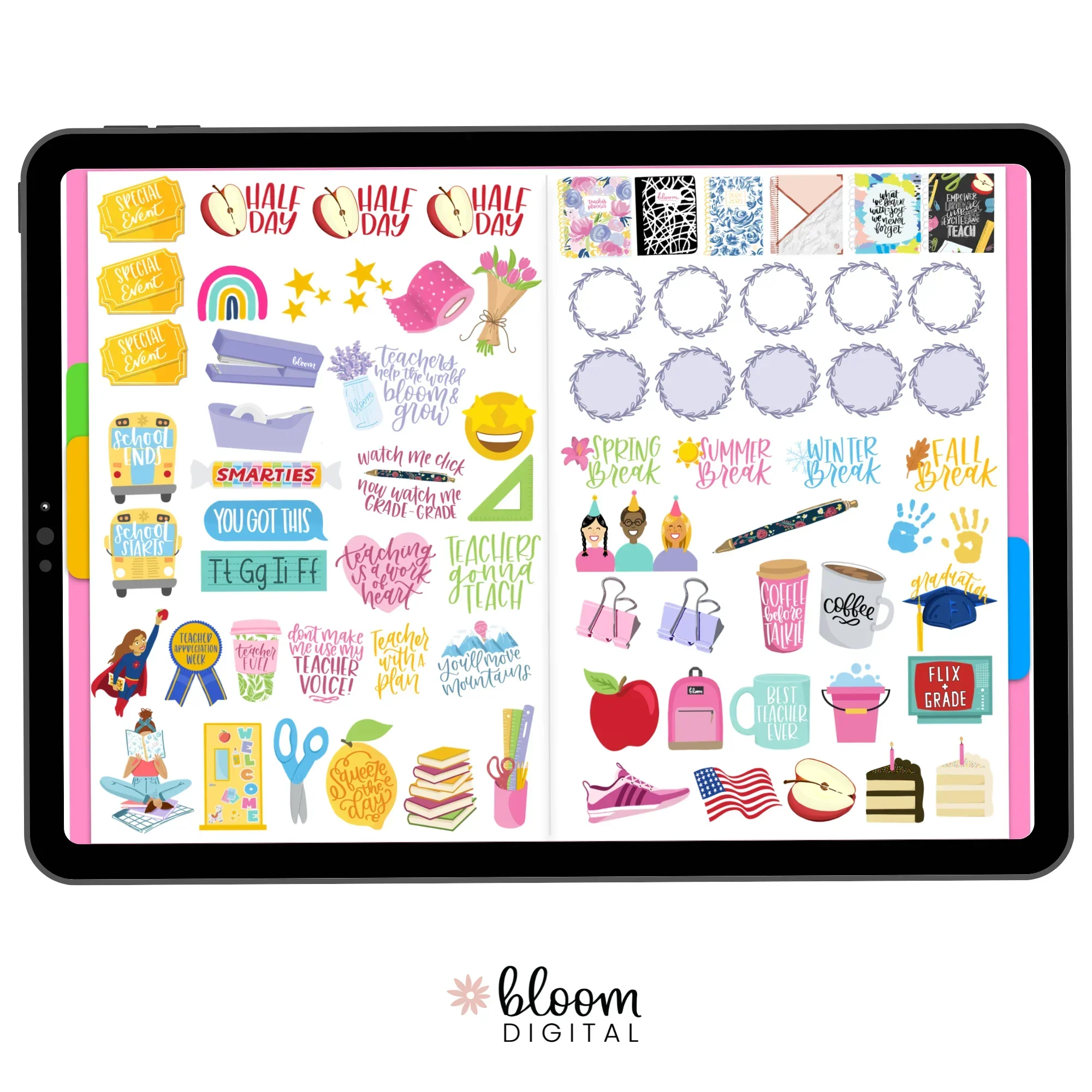 Digital Planner Stickers, Teacher Pack, Bright - Image 5
