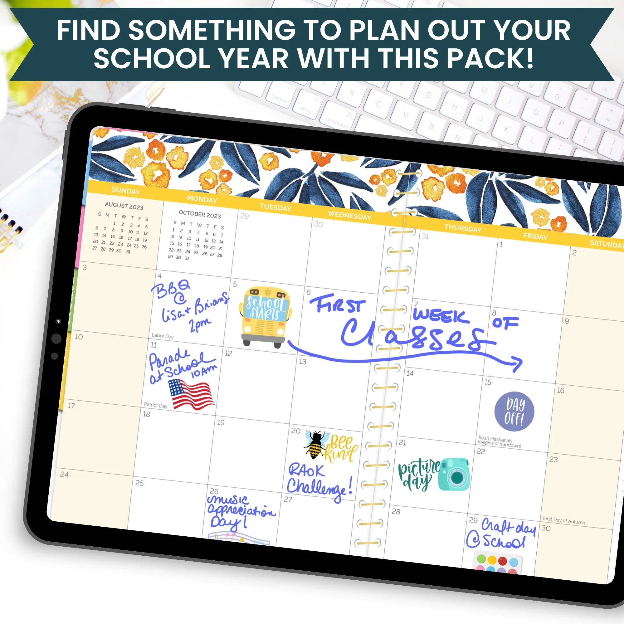 Digital Planner Stickers, Teacher Pack, Bright - Image 6