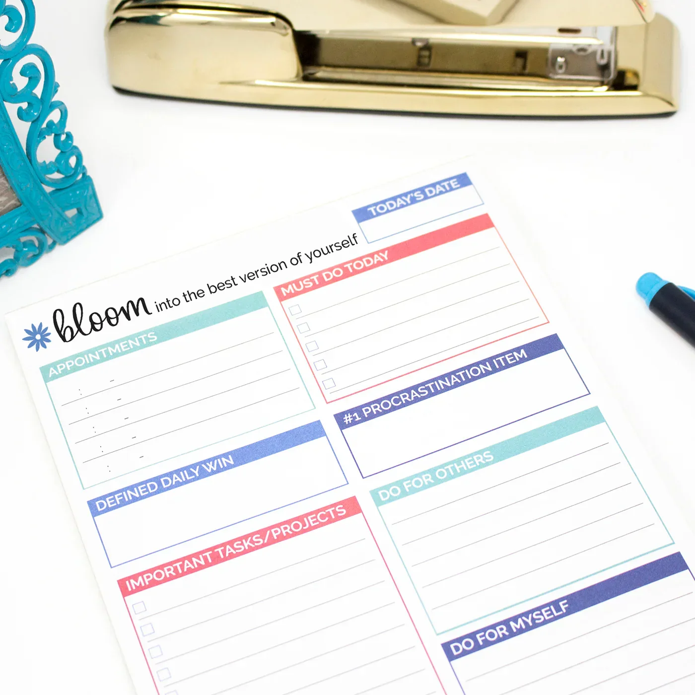 Planning Pad, 6" x 9", Double Sided Planning Pad, Teal - Image 7