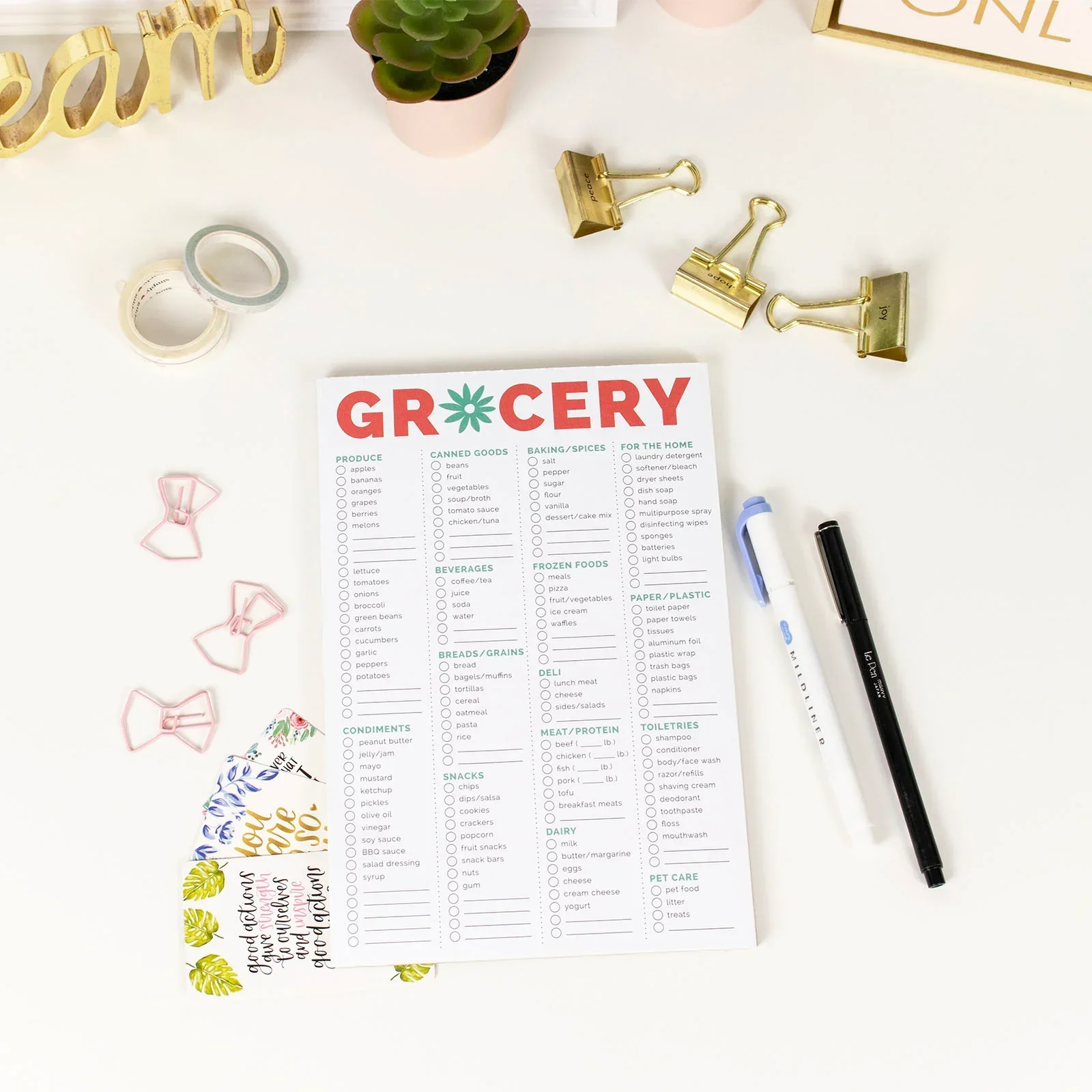Planning Pad, 6" x 9", Grocery Pad with Magnets, Orange & Teal - Image 16