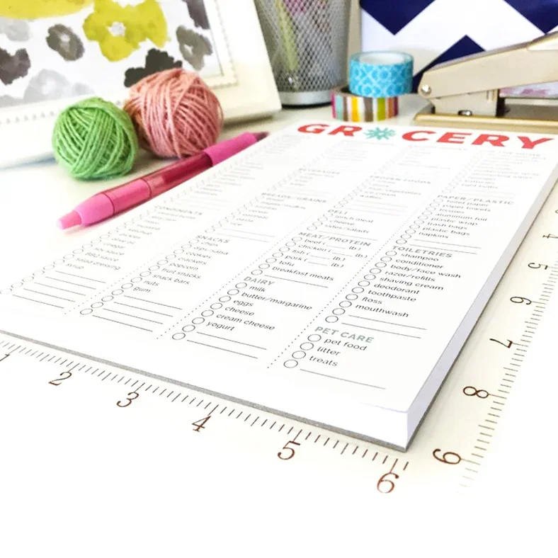 Planning Pad, 6" x 9", Grocery Pad with Magnets, Orange & Teal - Image 18