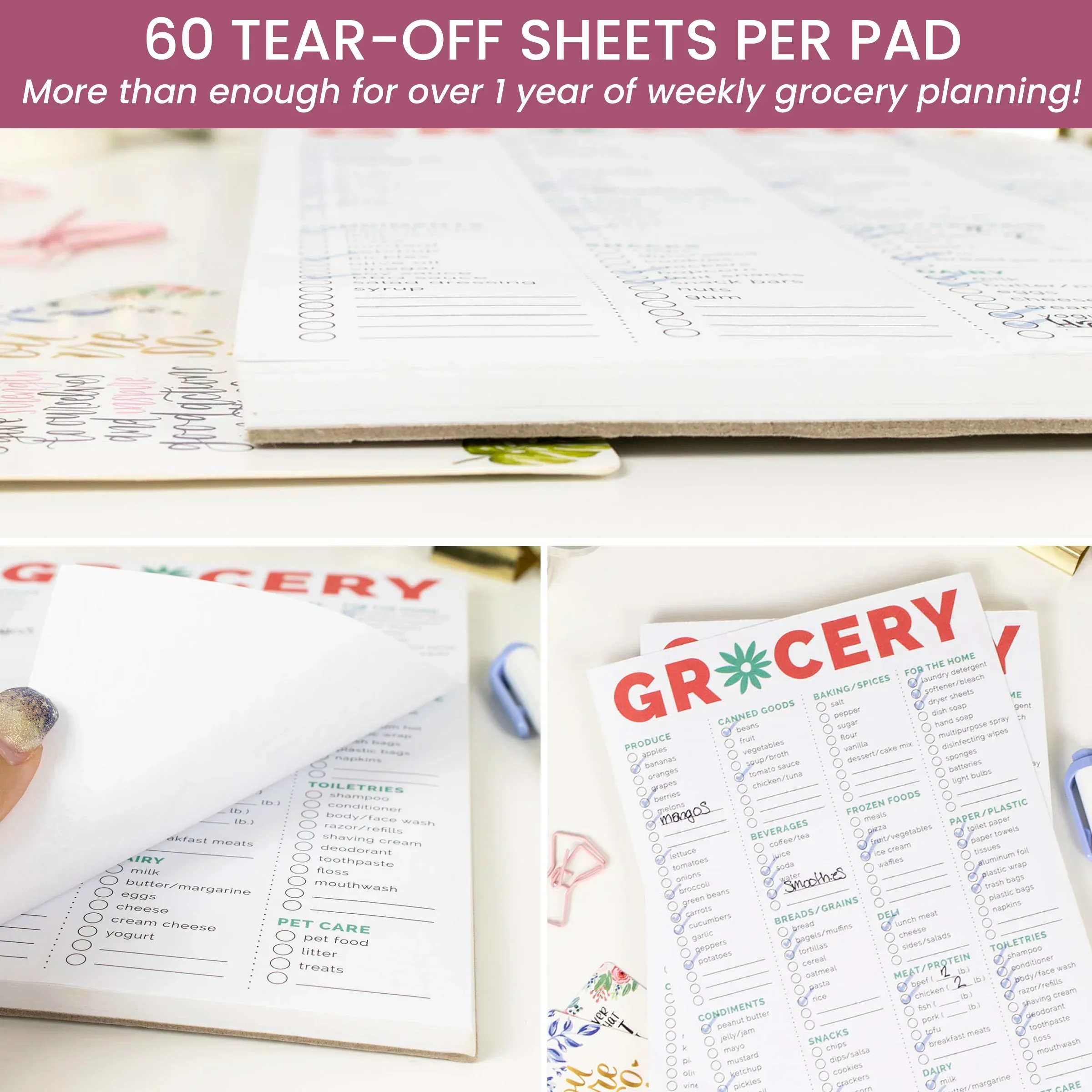 Planning Pad, 6" x 9", Grocery Pad with Magnets, Orange & Teal - Image 5