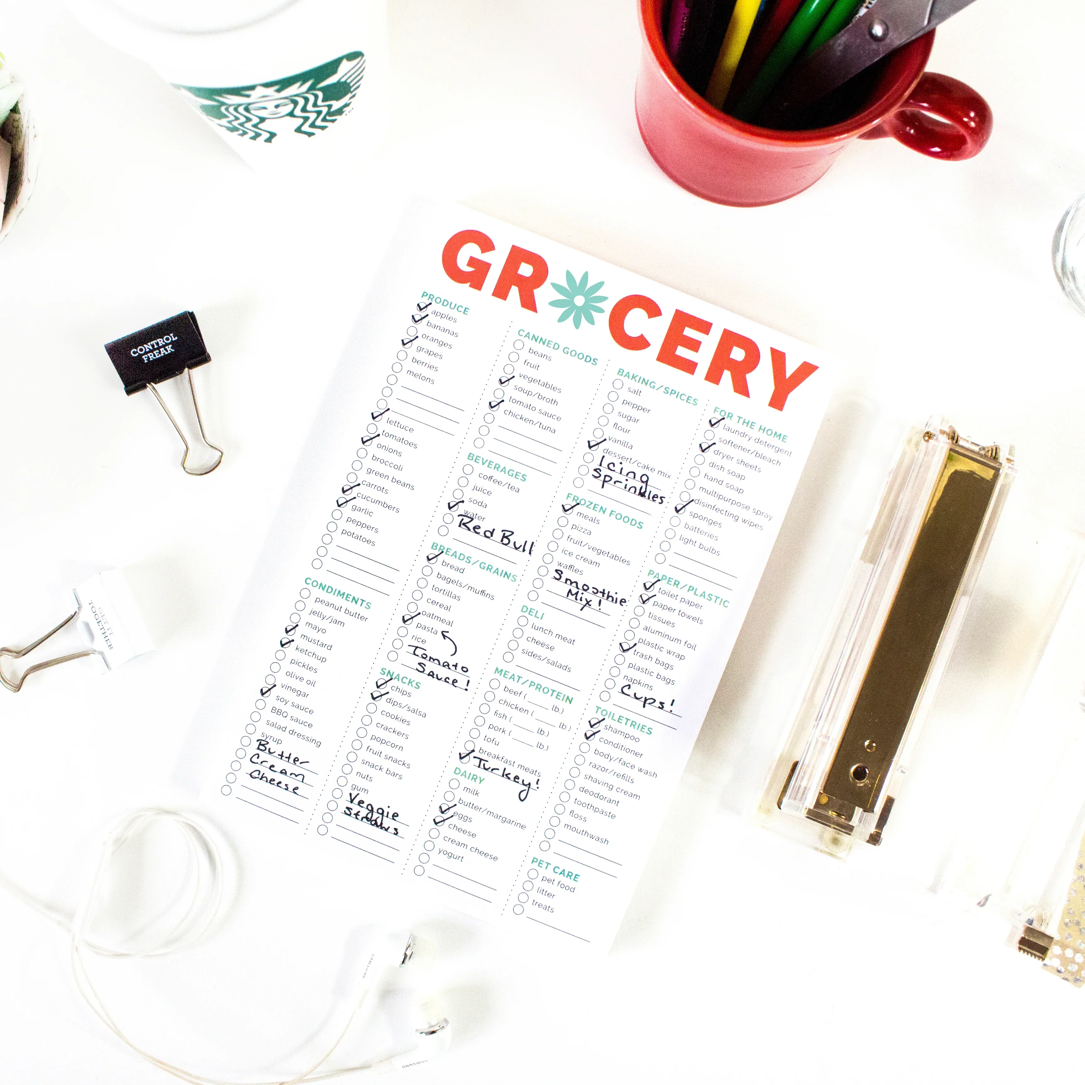 Planning Pad, 6" x 9", Grocery Pad with Magnets, Orange & Teal - Image 9