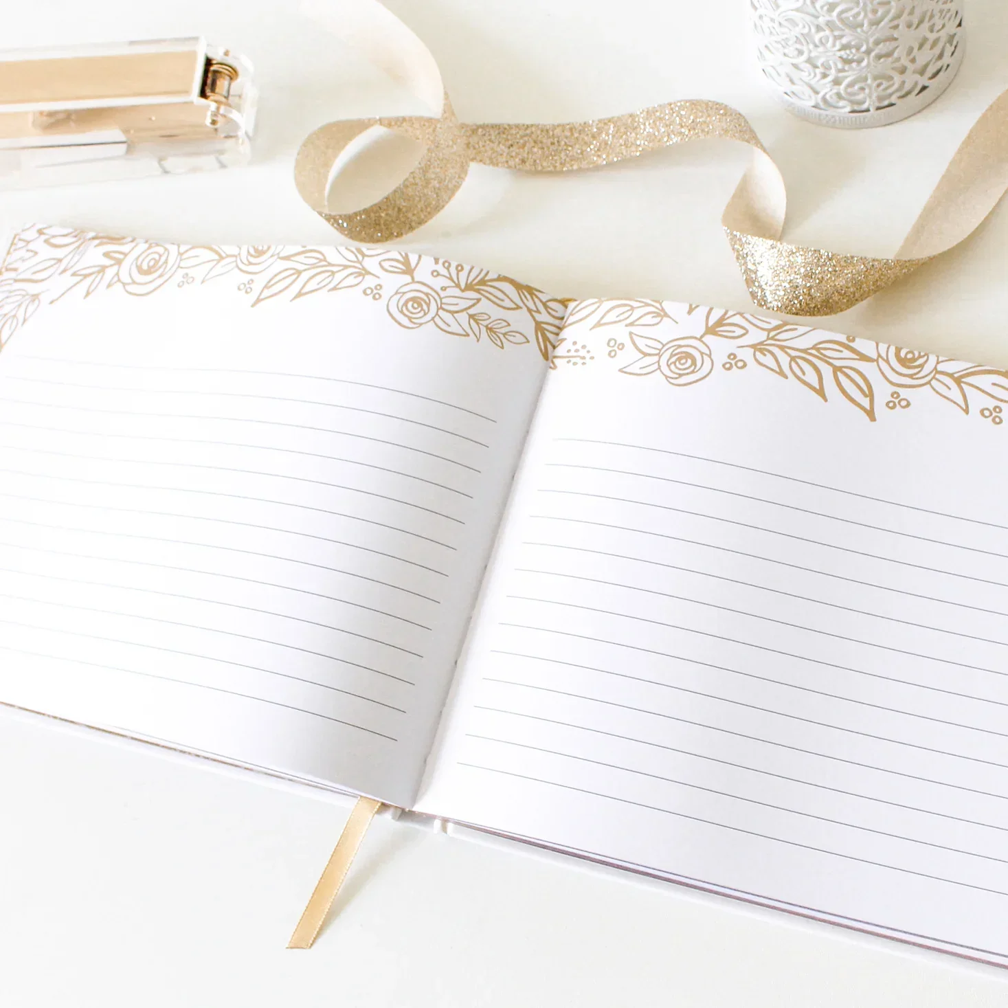 Guest Book, Gold Floral - Image 10