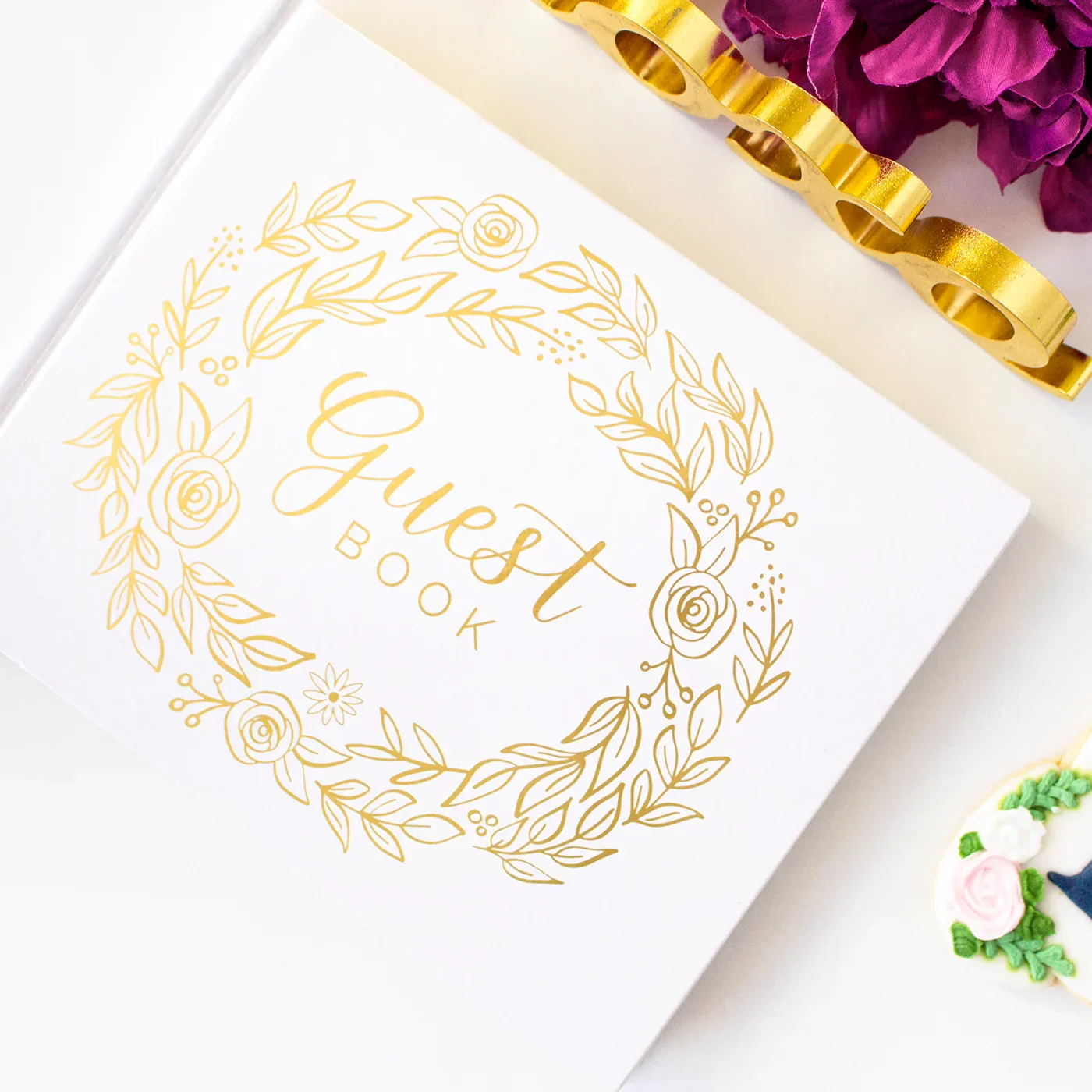 Guest Book, Gold Floral - Image 3