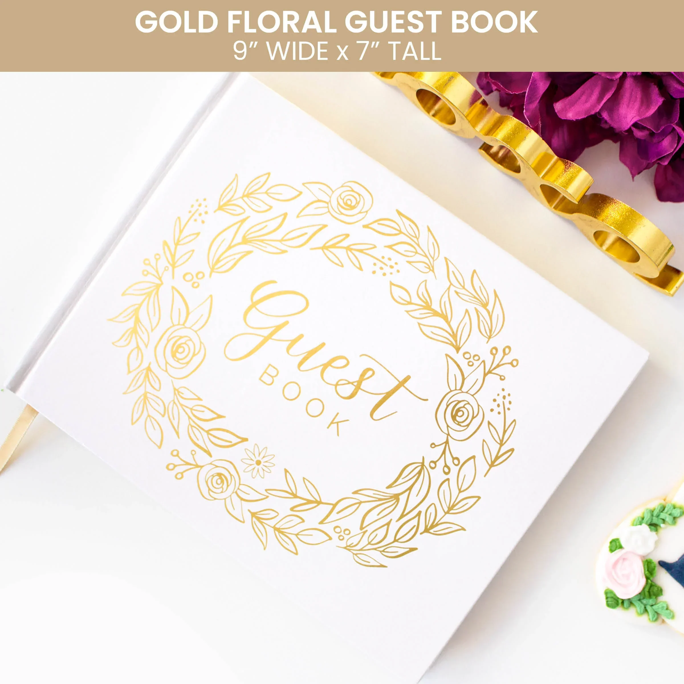 Guest Book, Gold Floral - Image 4