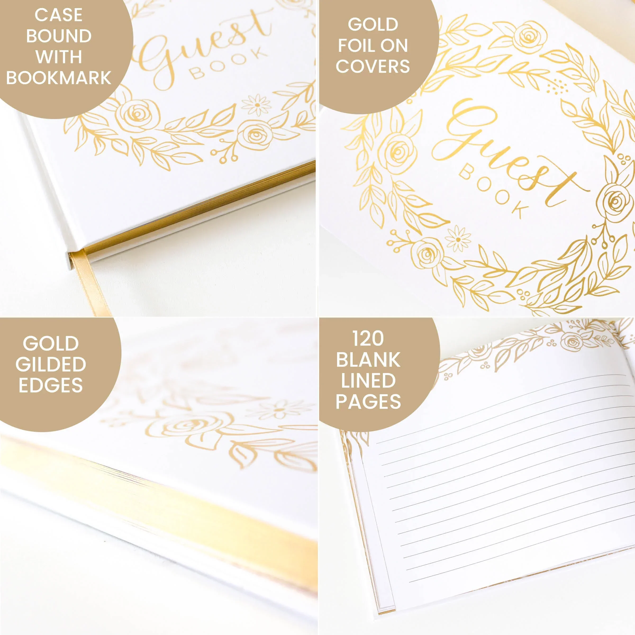 Guest Book, Gold Floral - Image 5