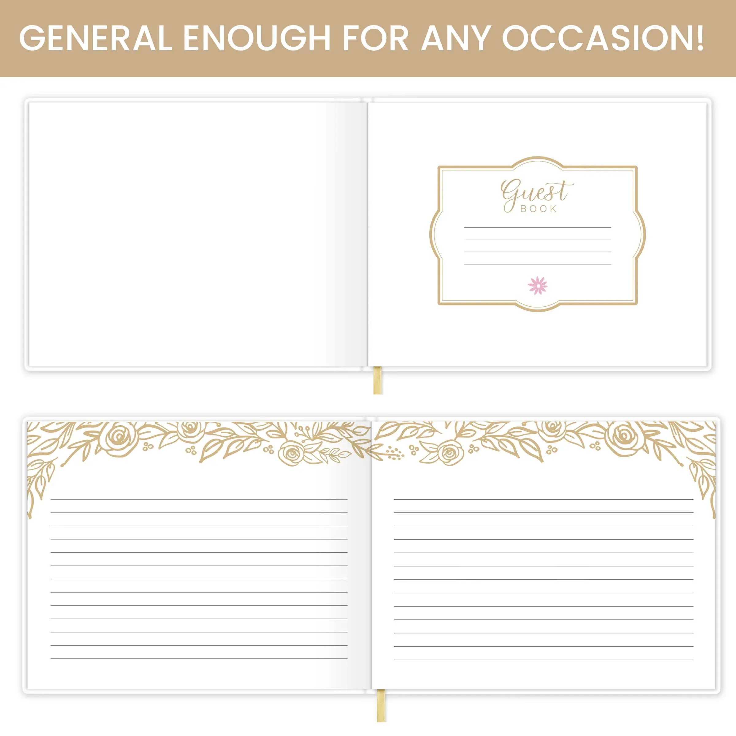 Guest Book, Gold Floral - Image 6
