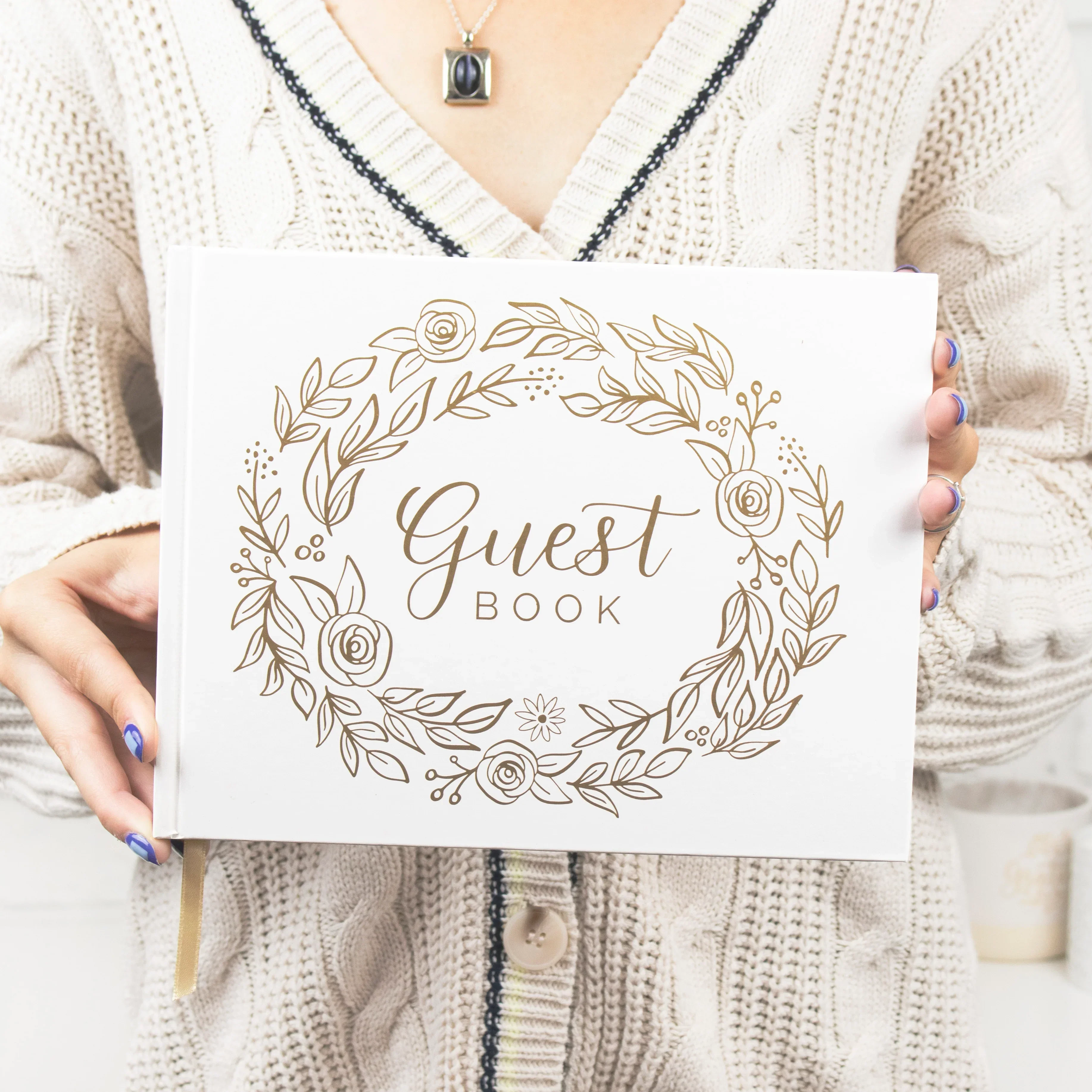 Guest Book, Gold Floral - Image 7
