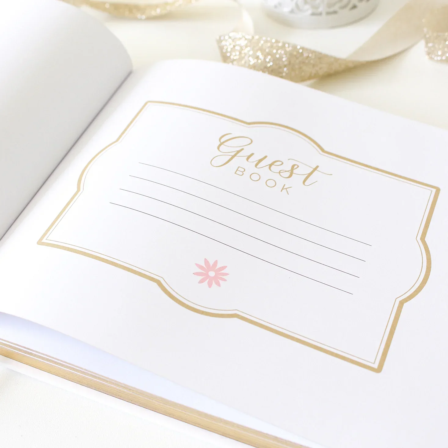 Guest Book, Gold Floral - Image 9