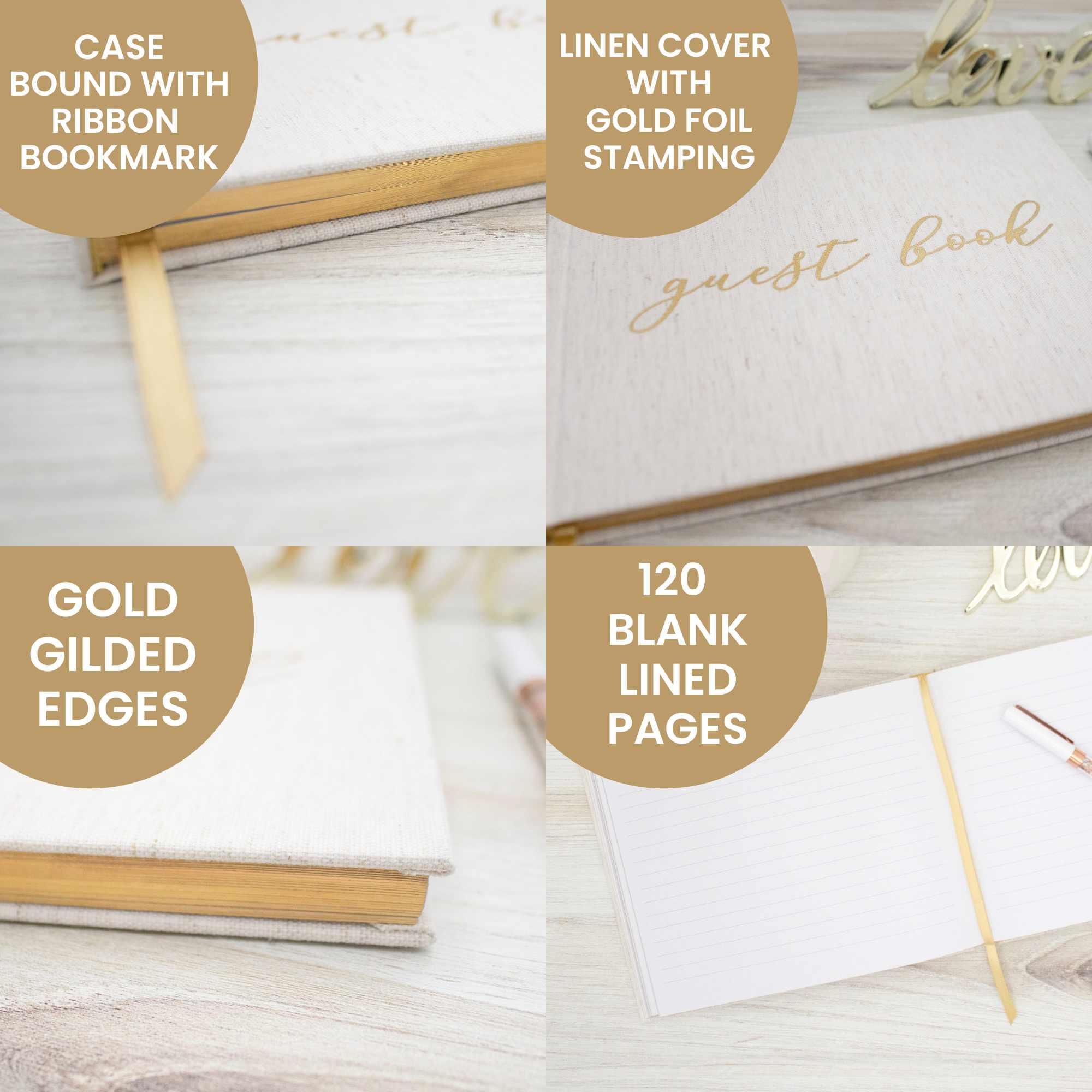 Guest Book, Gold Linen - Image 3