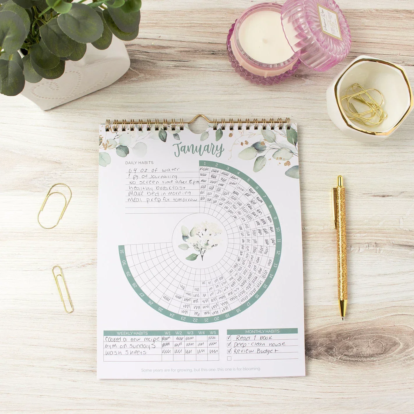 Habit Tracking Calendar, 8” x 10”, Greenery - Image 11