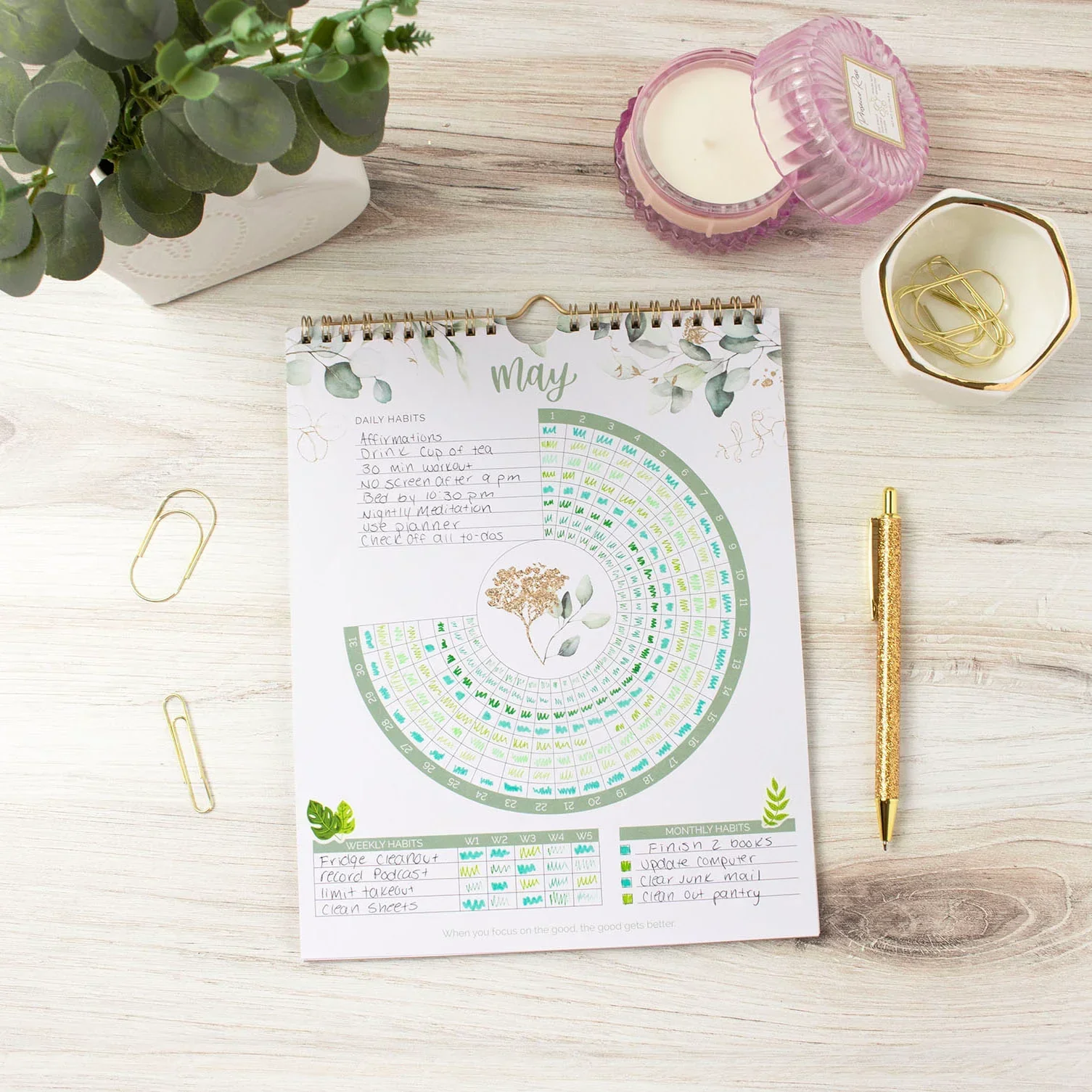 Habit Tracking Calendar, 8” x 10”, Greenery - Image 13