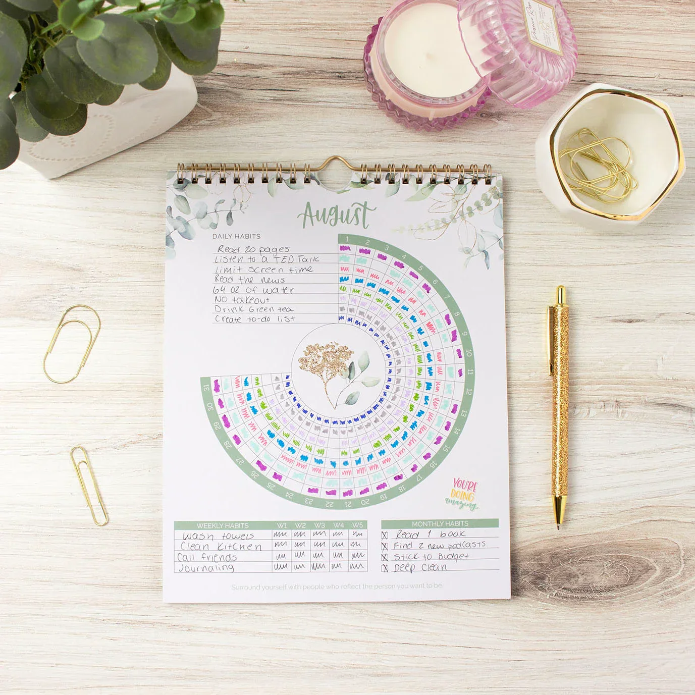 Habit Tracking Calendar, 8” x 10”, Greenery - Image 14