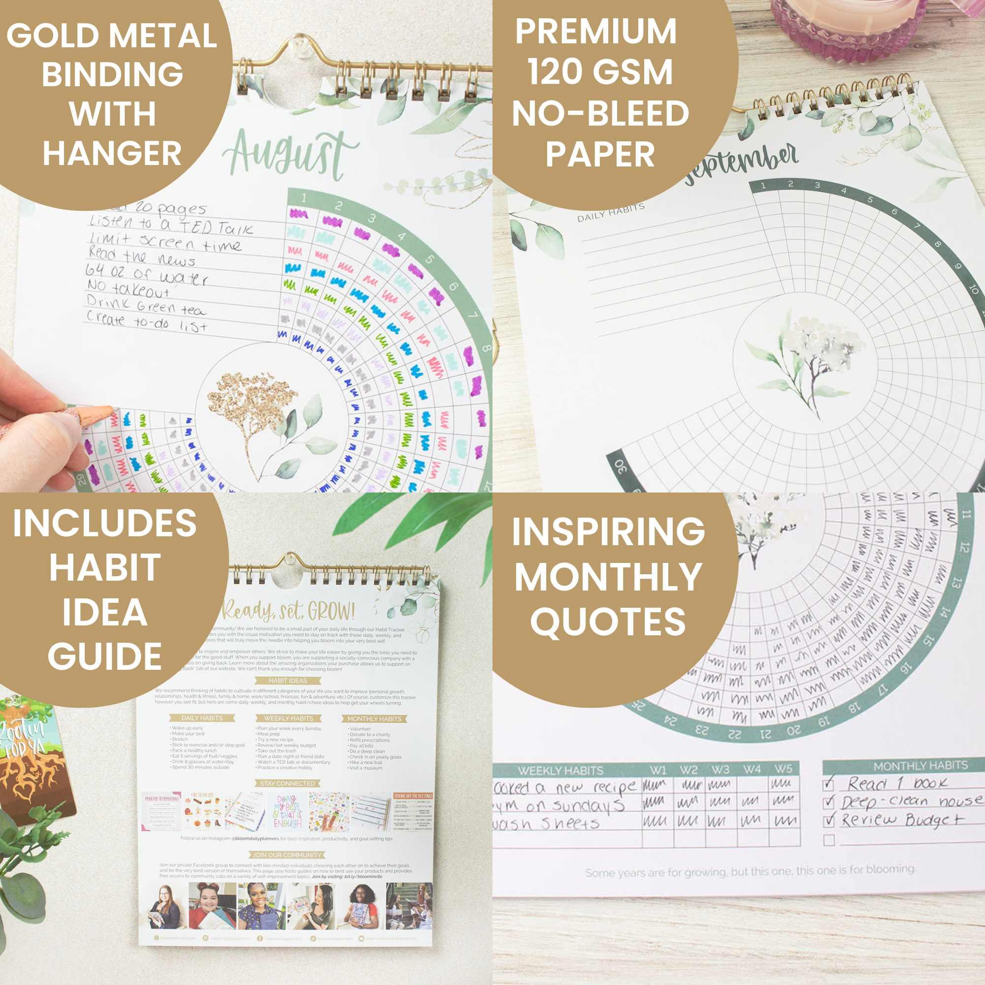 Habit Tracking Calendar, 8” x 10”, Greenery - Image 4