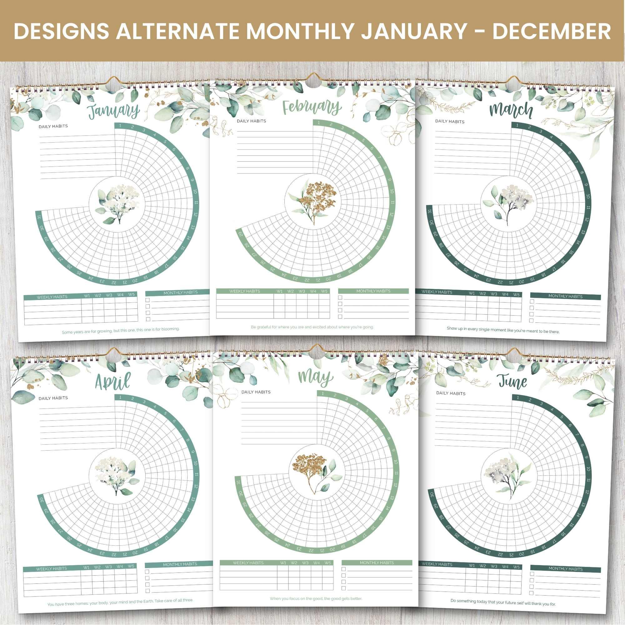 Habit Tracking Calendar, 8” x 10”, Greenery - Image 6