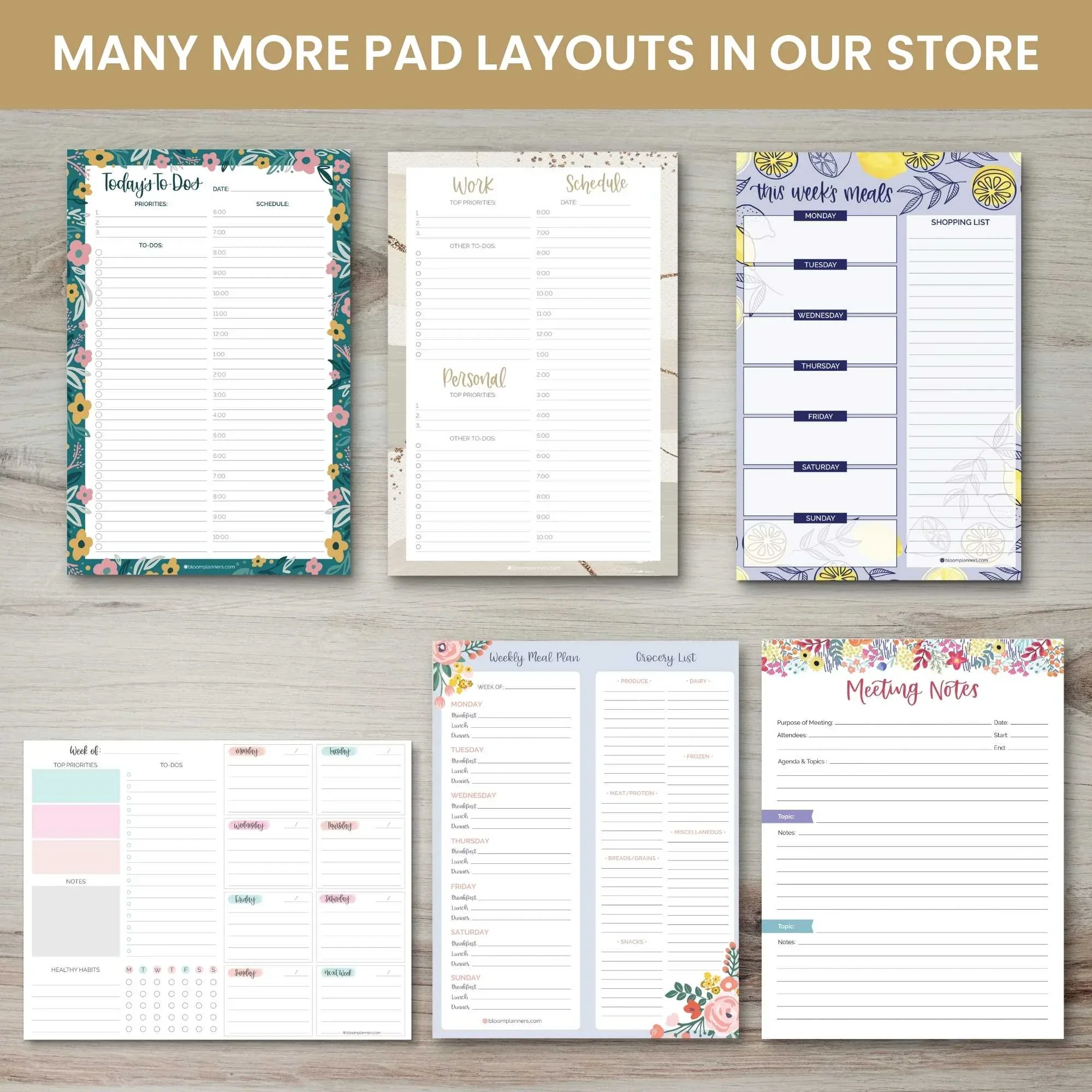 Planning Pad, 8.5" x 11", Horizontal Weekly Planner, Teal Floral - Image 15
