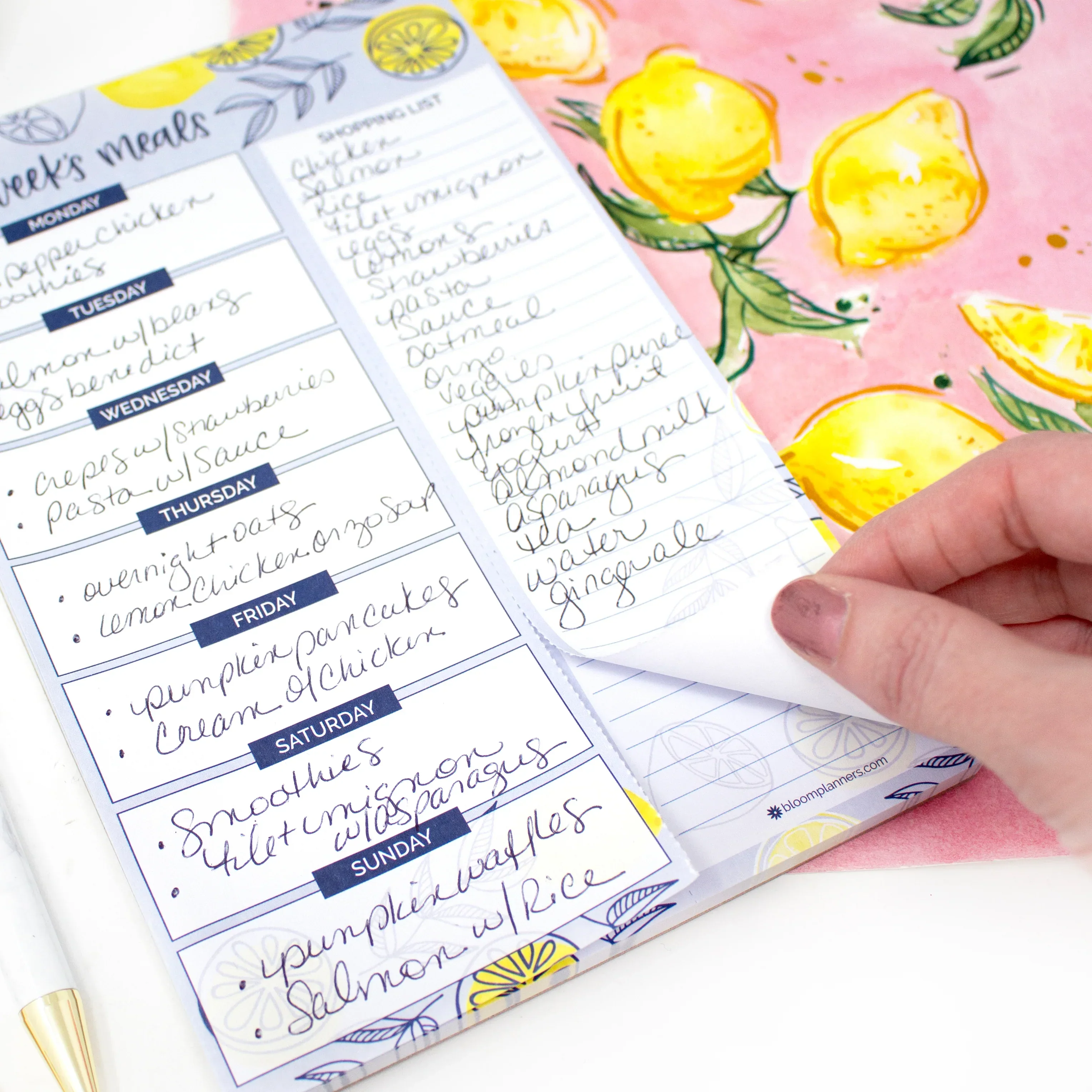 Planning Pad, 6" x 9", Meal Planning Pad with Magnets, Blue Lemons - Image 11