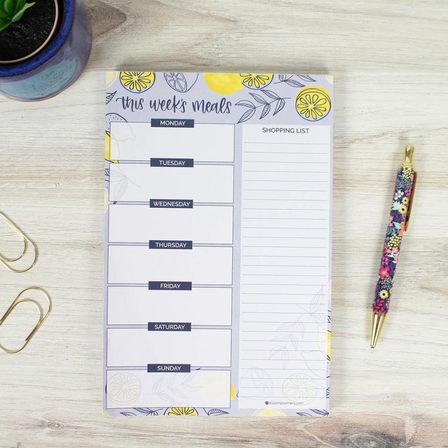 Planning Pad, 6" x 9", Meal Planning Pad with Magnets, Blue Lemons - Image 16