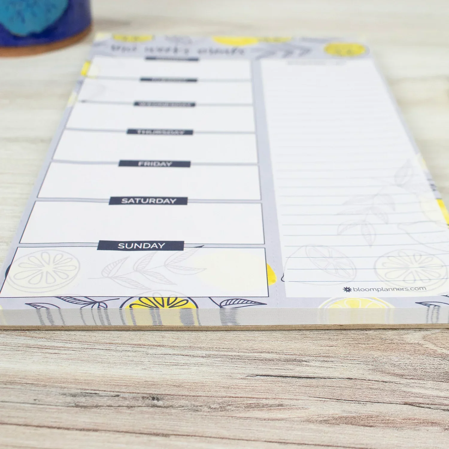Planning Pad, 6" x 9", Meal Planning Pad with Magnets, Blue Lemons - Image 6