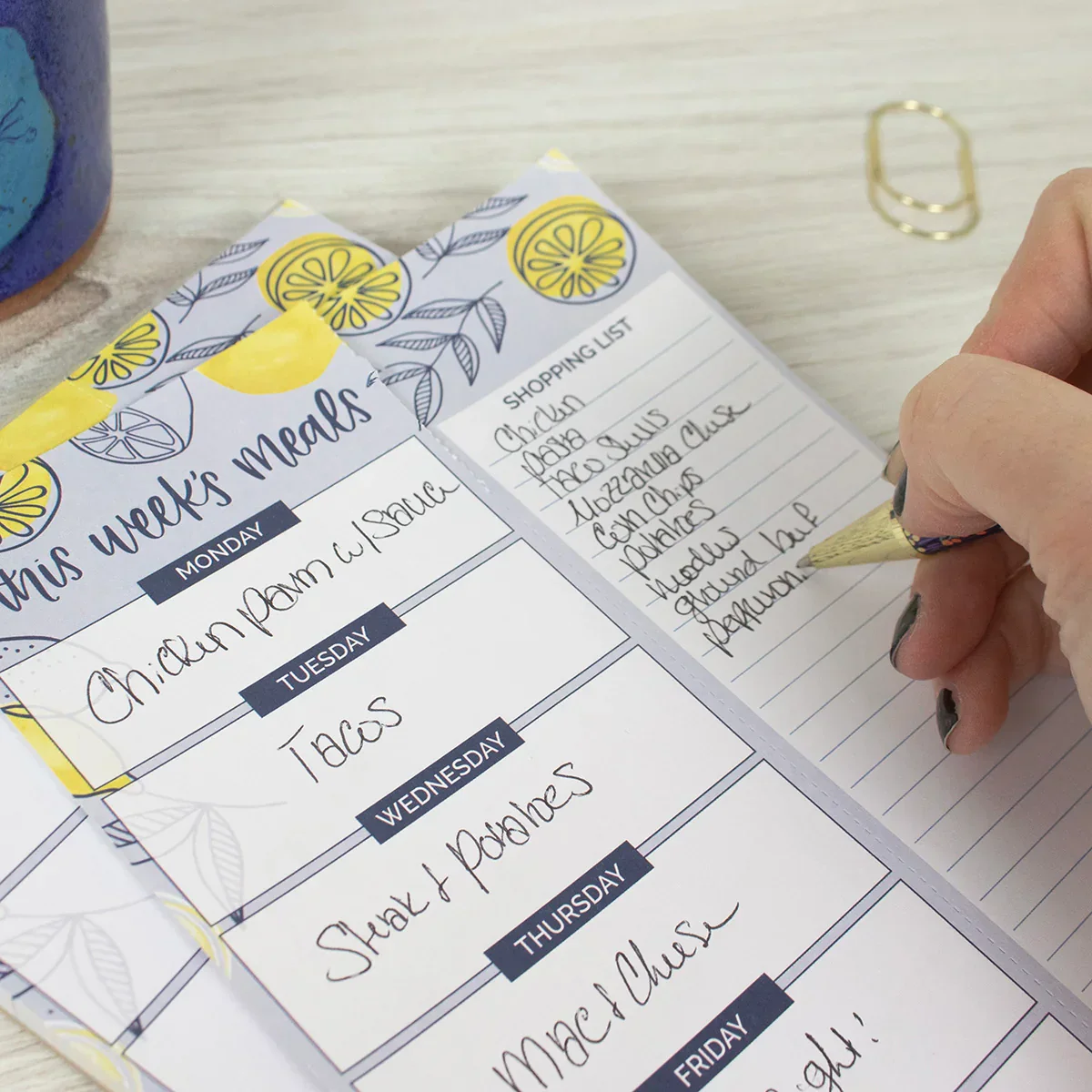Planning Pad, 6" x 9", Meal Planning Pad with Magnets, Blue Lemons - Image 7