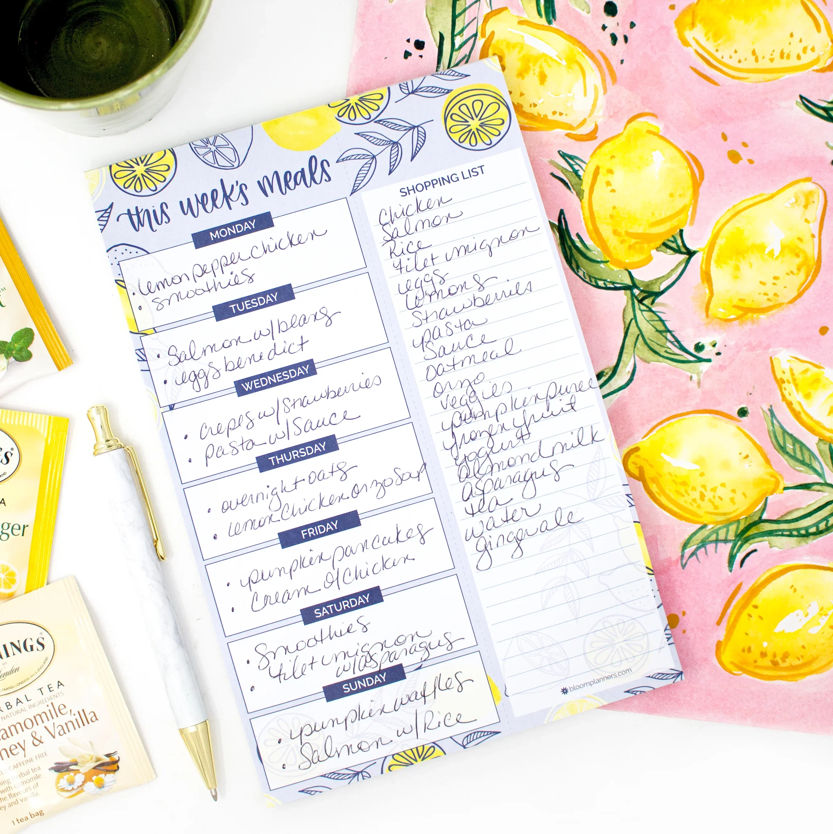 Planning Pad, 6" x 9", Meal Planning Pad with Magnets, Blue Lemons - Image 9