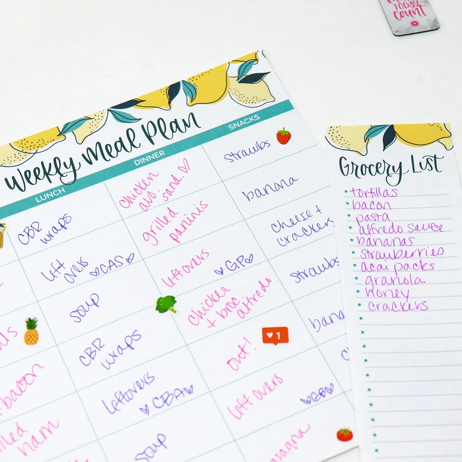 Planning Pad, 8.5" x 11", Horizontal Meal Planning Pad with Magnets, Lemons - Image 5