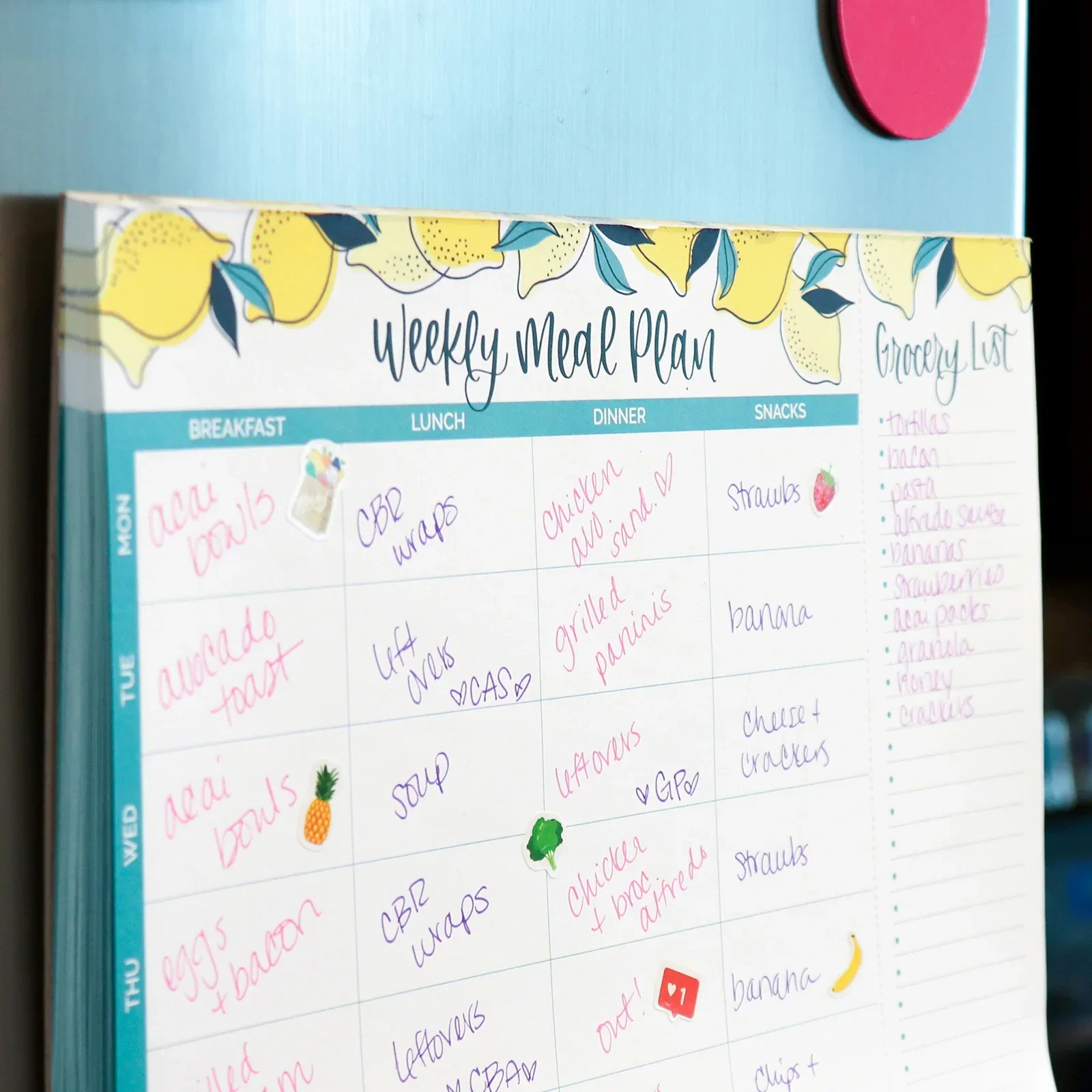 Planning Pad, 8.5" x 11", Horizontal Meal Planning Pad with Magnets, Lemons - Image 6