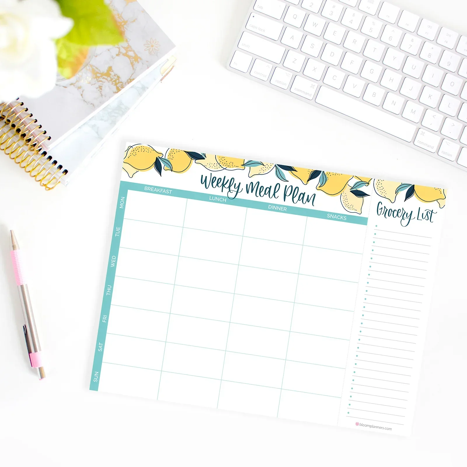 Planning Pad, 8.5" x 11", Horizontal Meal Planning Pad with Magnets, Lemons - Image 7