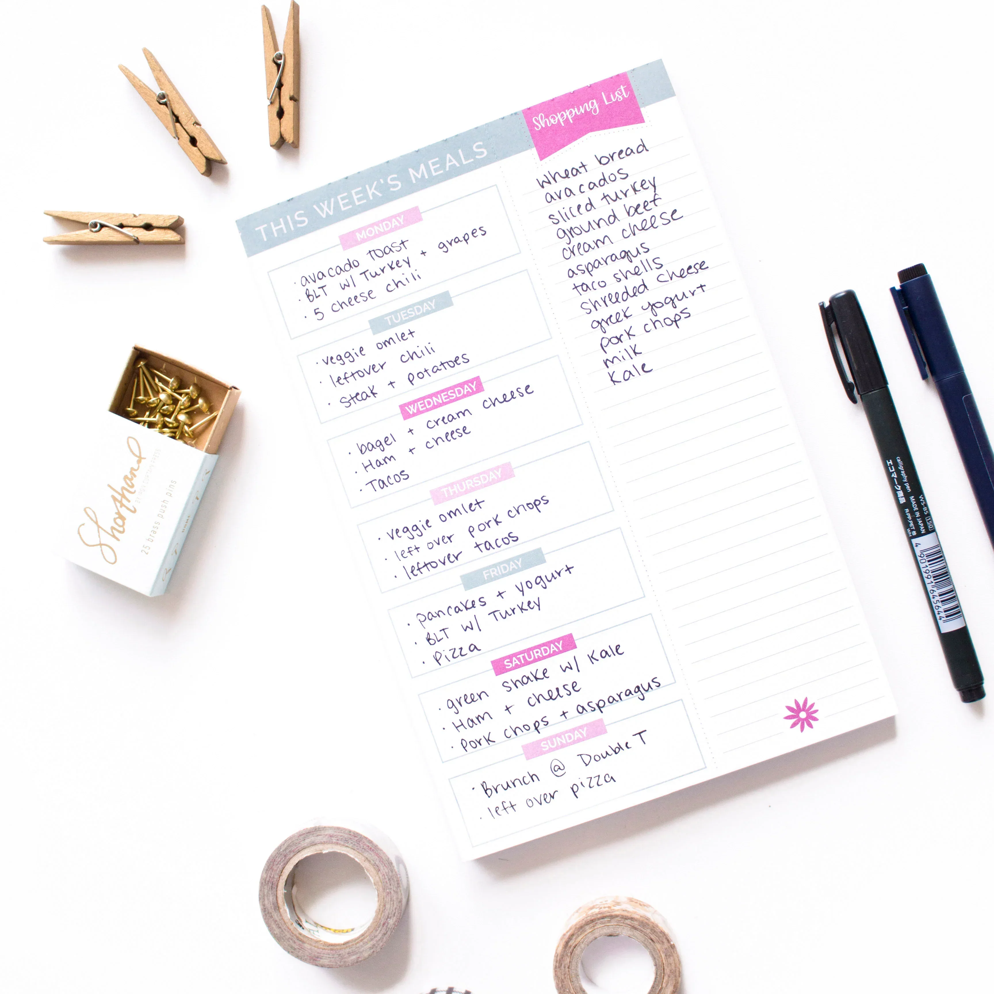 Planning Pad, 6" x 9", Meal Planning Pad with Magnets, Pink & Teal - Image 10