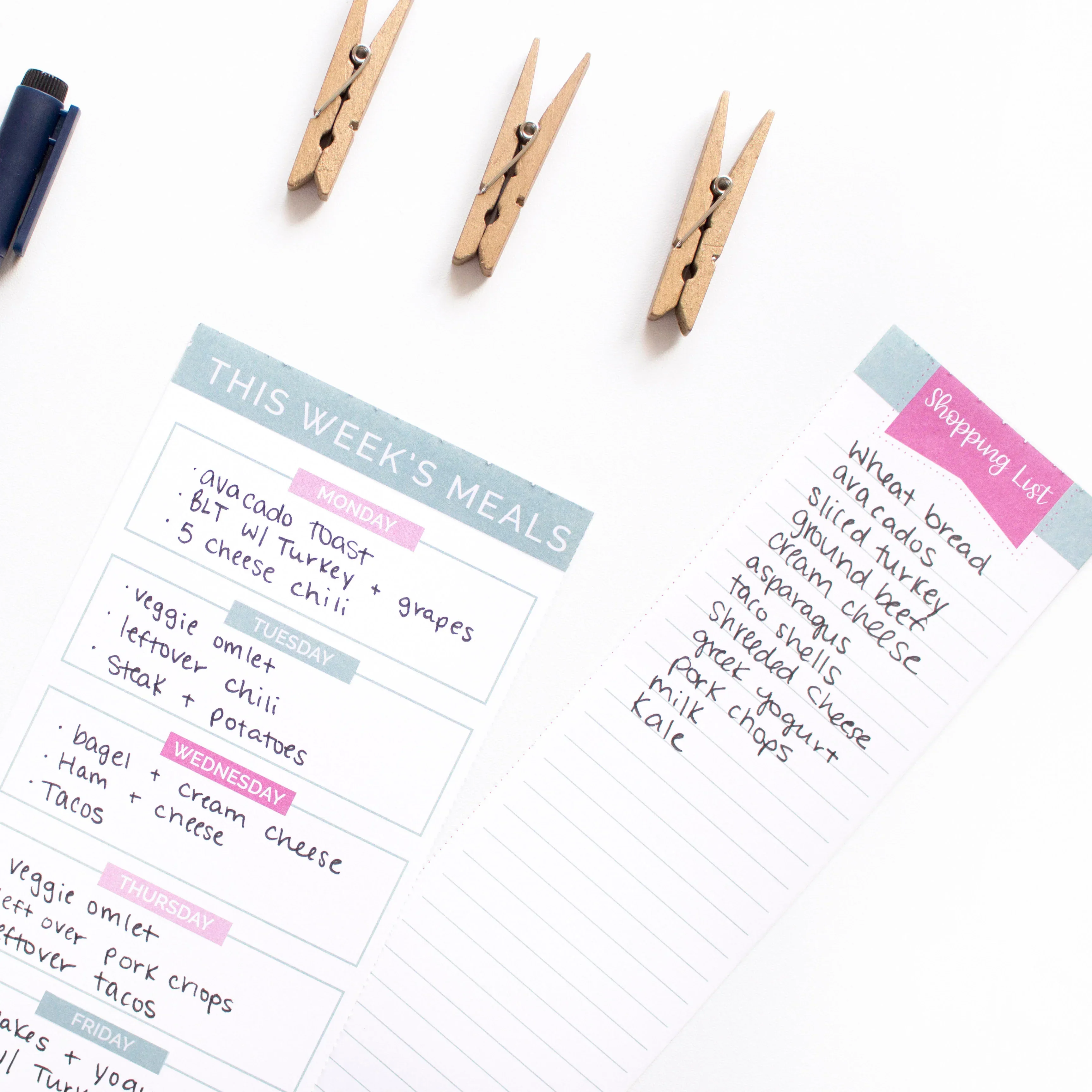 Planning Pad, 6" x 9", Meal Planning Pad with Magnets, Pink & Teal - Image 12