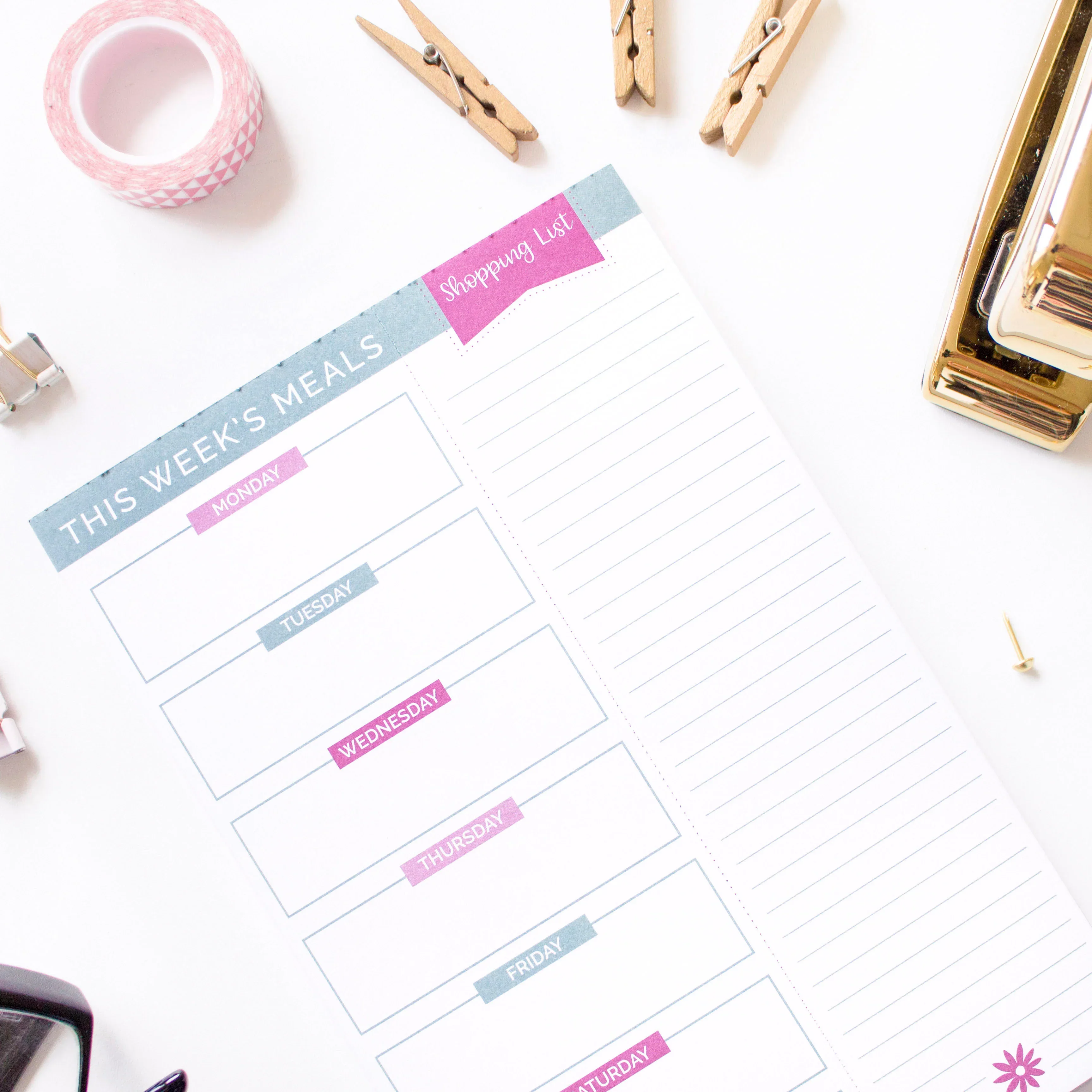 Planning Pad, 6" x 9", Meal Planning Pad with Magnets, Pink & Teal - Image 15