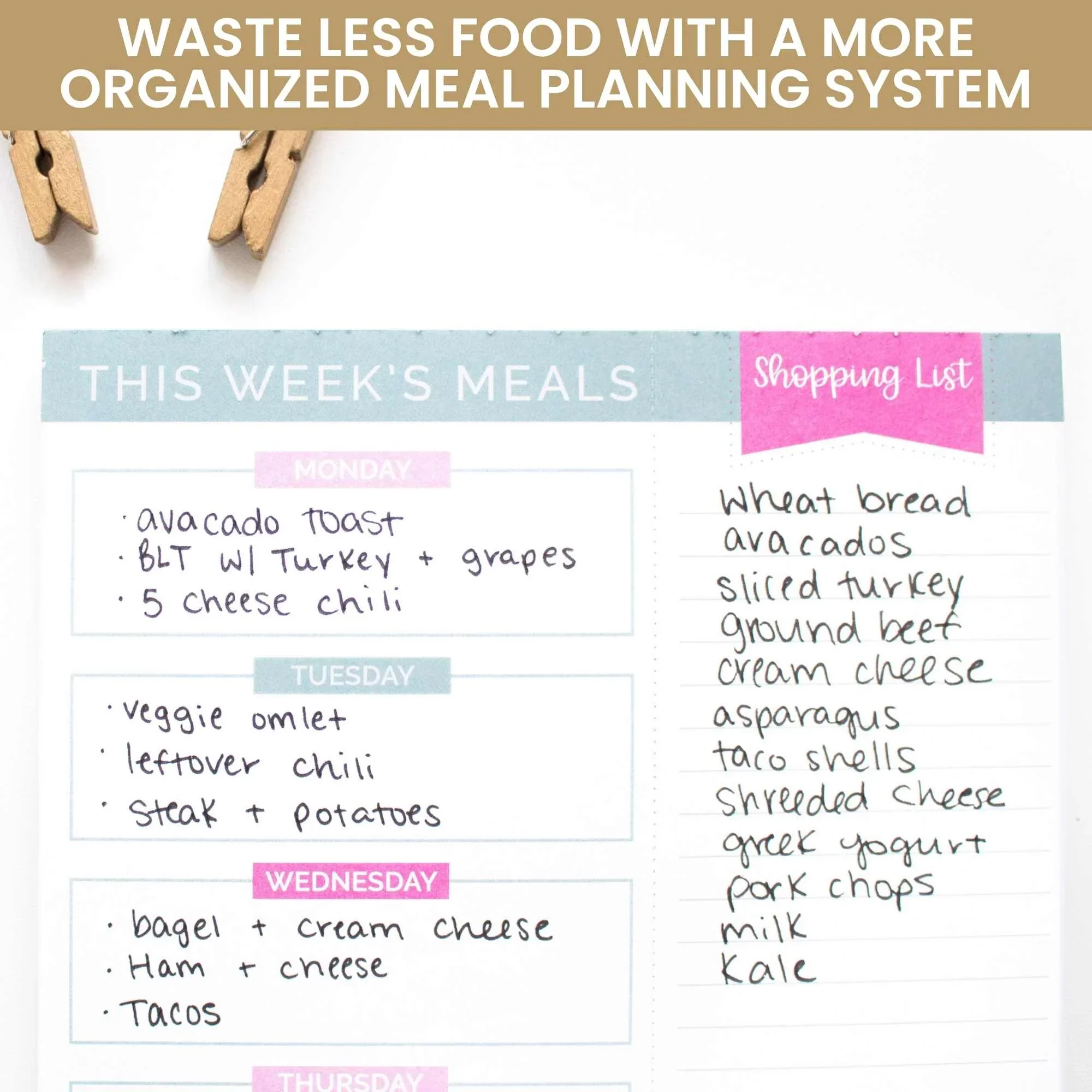 Planning Pad, 6" x 9", Meal Planning Pad with Magnets, Pink & Teal - Image 7