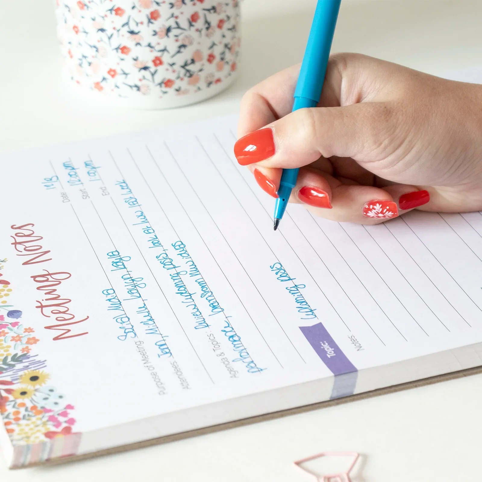 Planning Pad, 8.5" x 11", Double Sided Meeting Notes, Floral Dots - Image 15