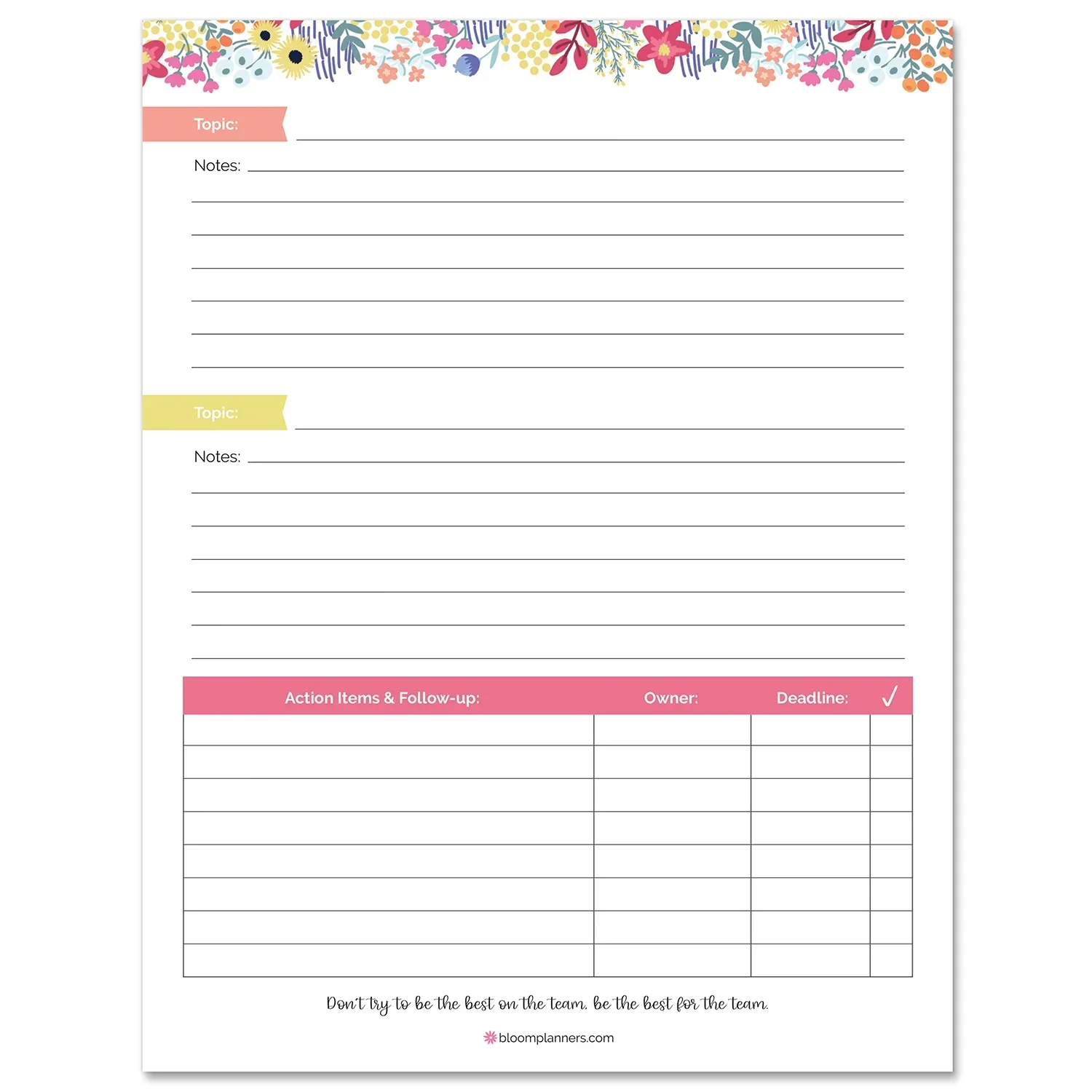 Planning Pad, 8.5" x 11", Double Sided Meeting Notes, Floral Dots - Image 17