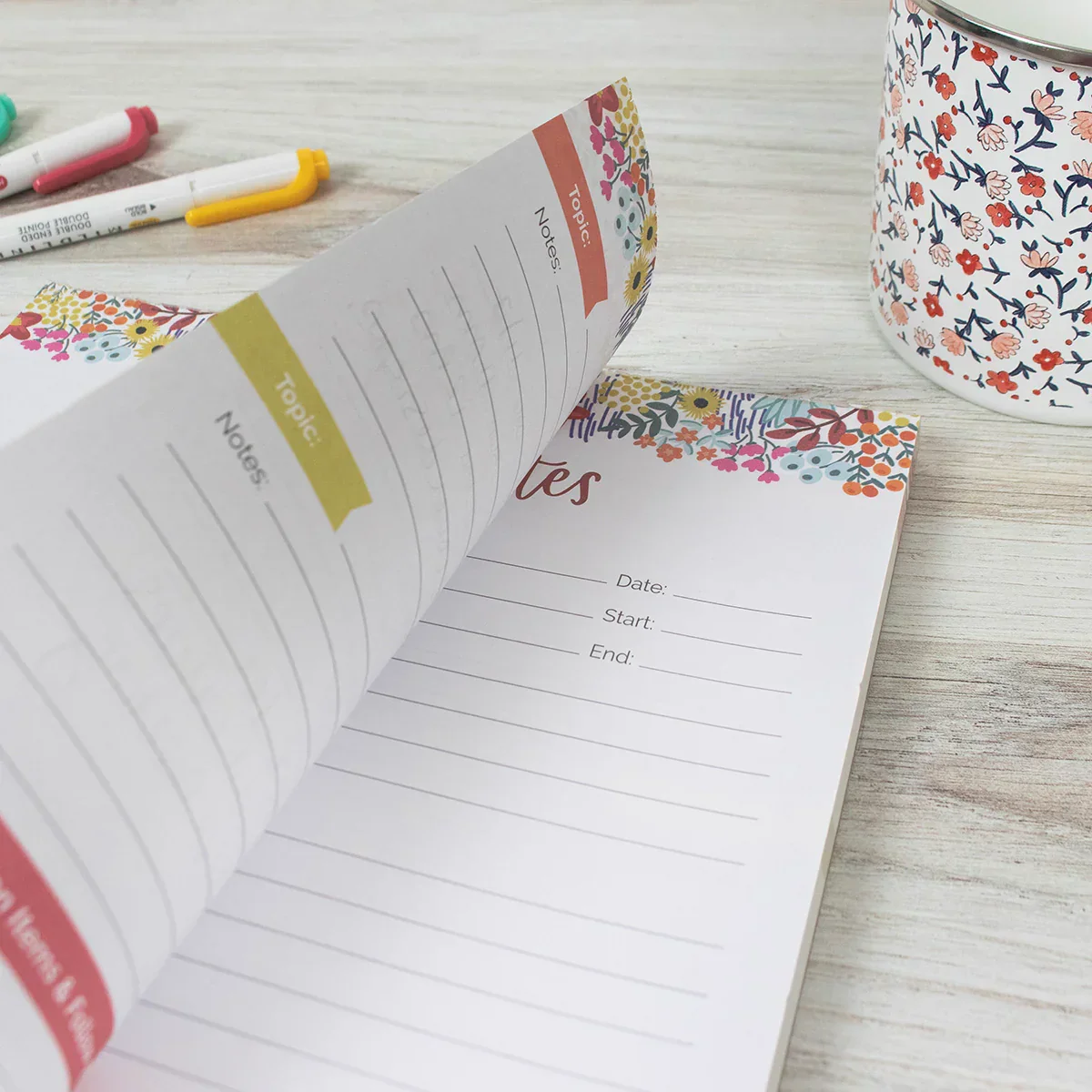 Planning Pad, 8.5" x 11", Double Sided Meeting Notes, Floral Dots - Image 8