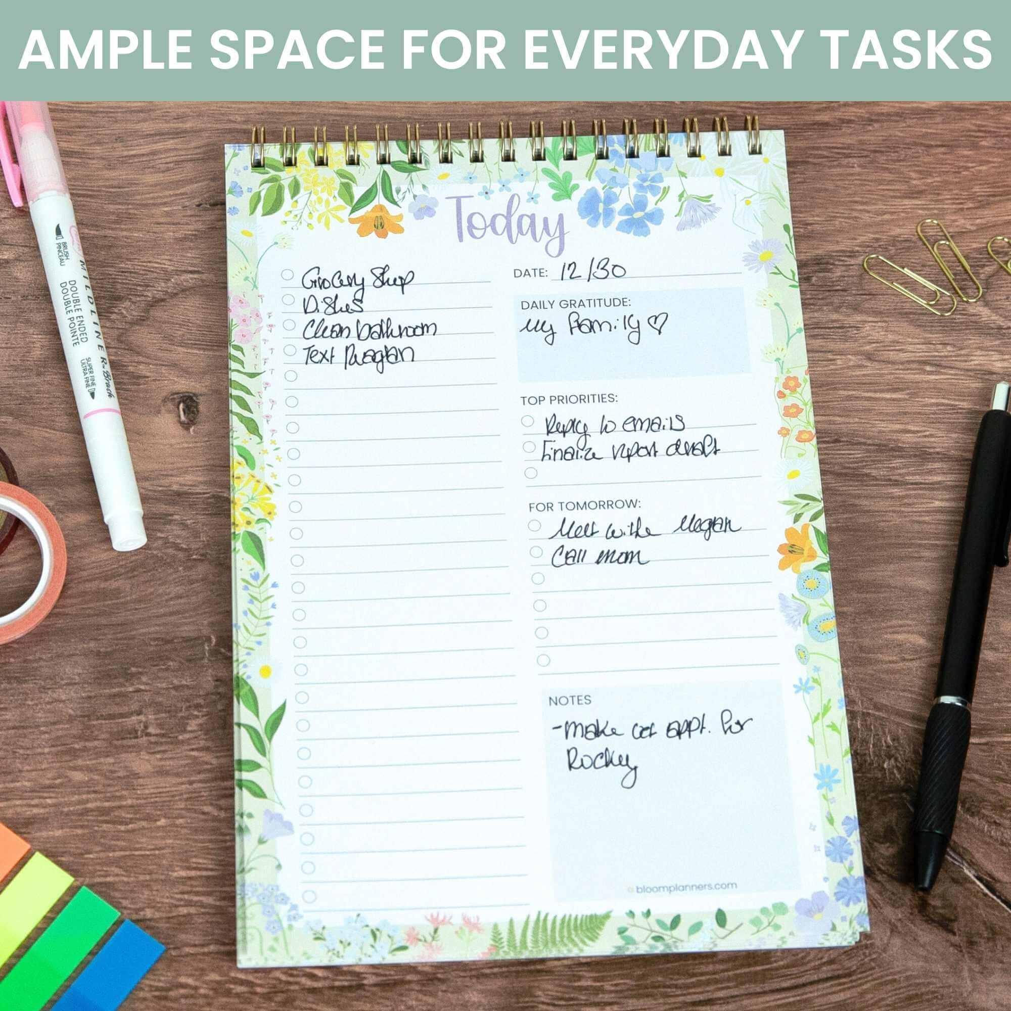 Spiral-Bound Daily To-Do List Pad, 6" x 9" | Garden Party - Image 5