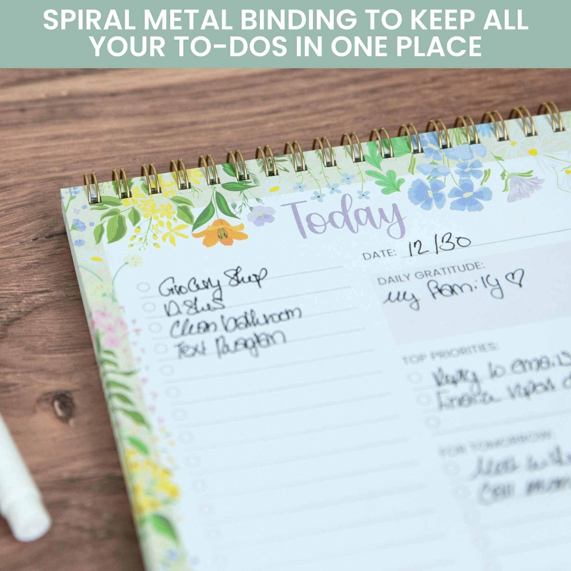 Spiral-Bound Daily To-Do List Pad, 6" x 9" | Garden Party - Image 7